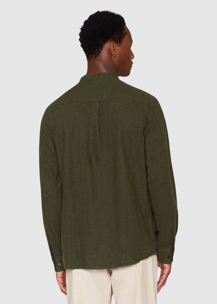Regular Fit Melangé Flannel Stand Collar Shirt Regular Fit Melangé Flannel Stand Collar Shirt