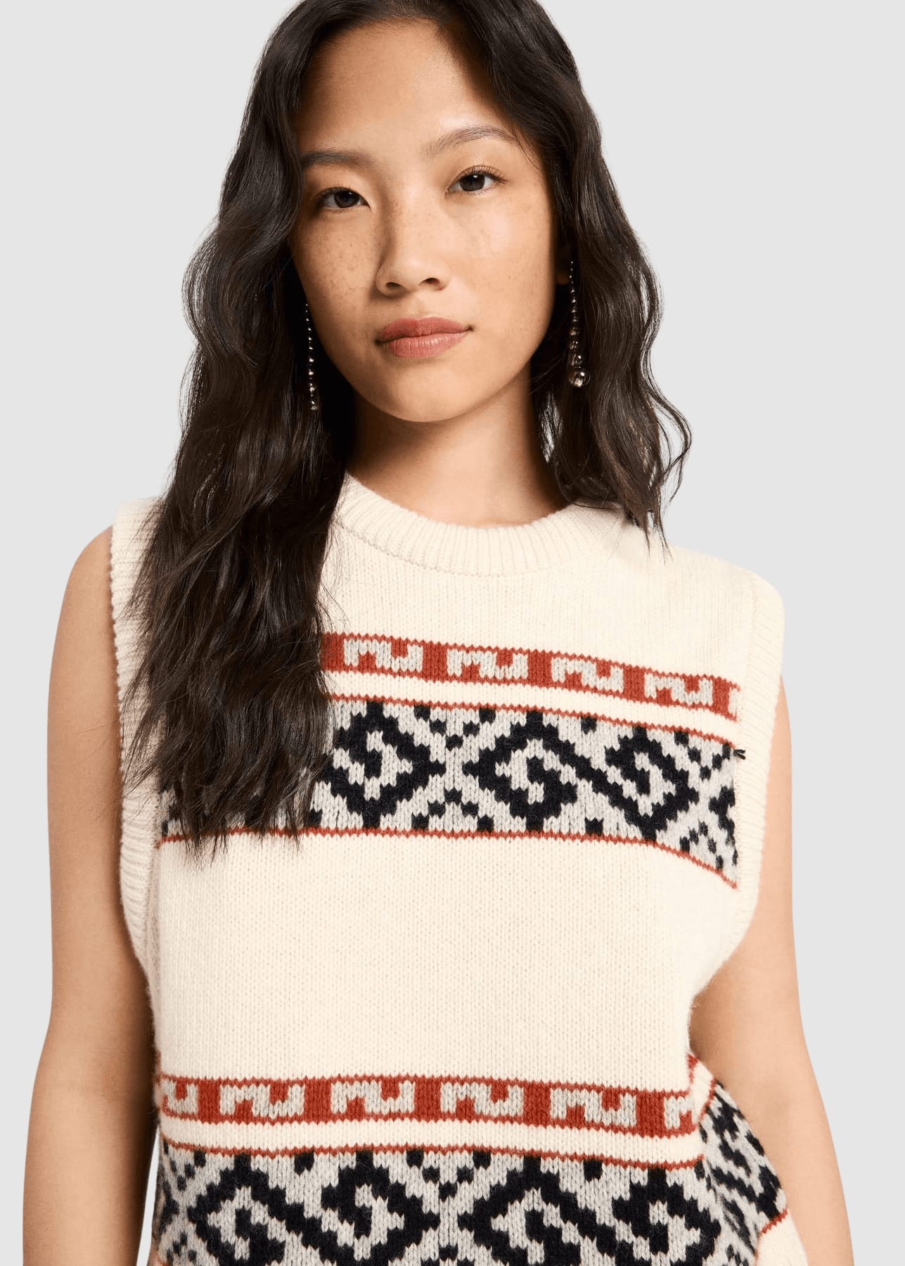 Jacquard Pullunder Off White/ Multicolour