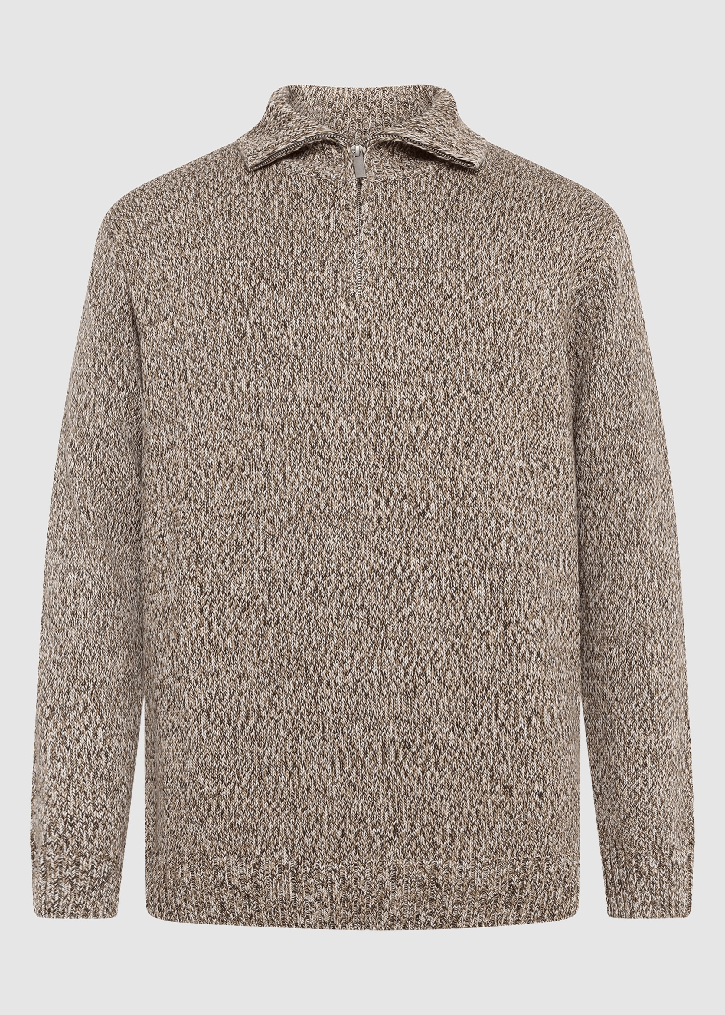 Quater Zip Sweater Brown Multi