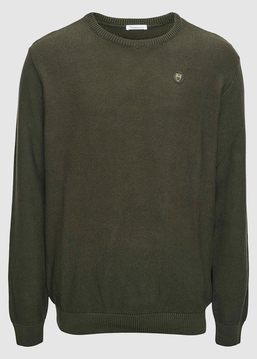 Pique Badge Knit O-Neck