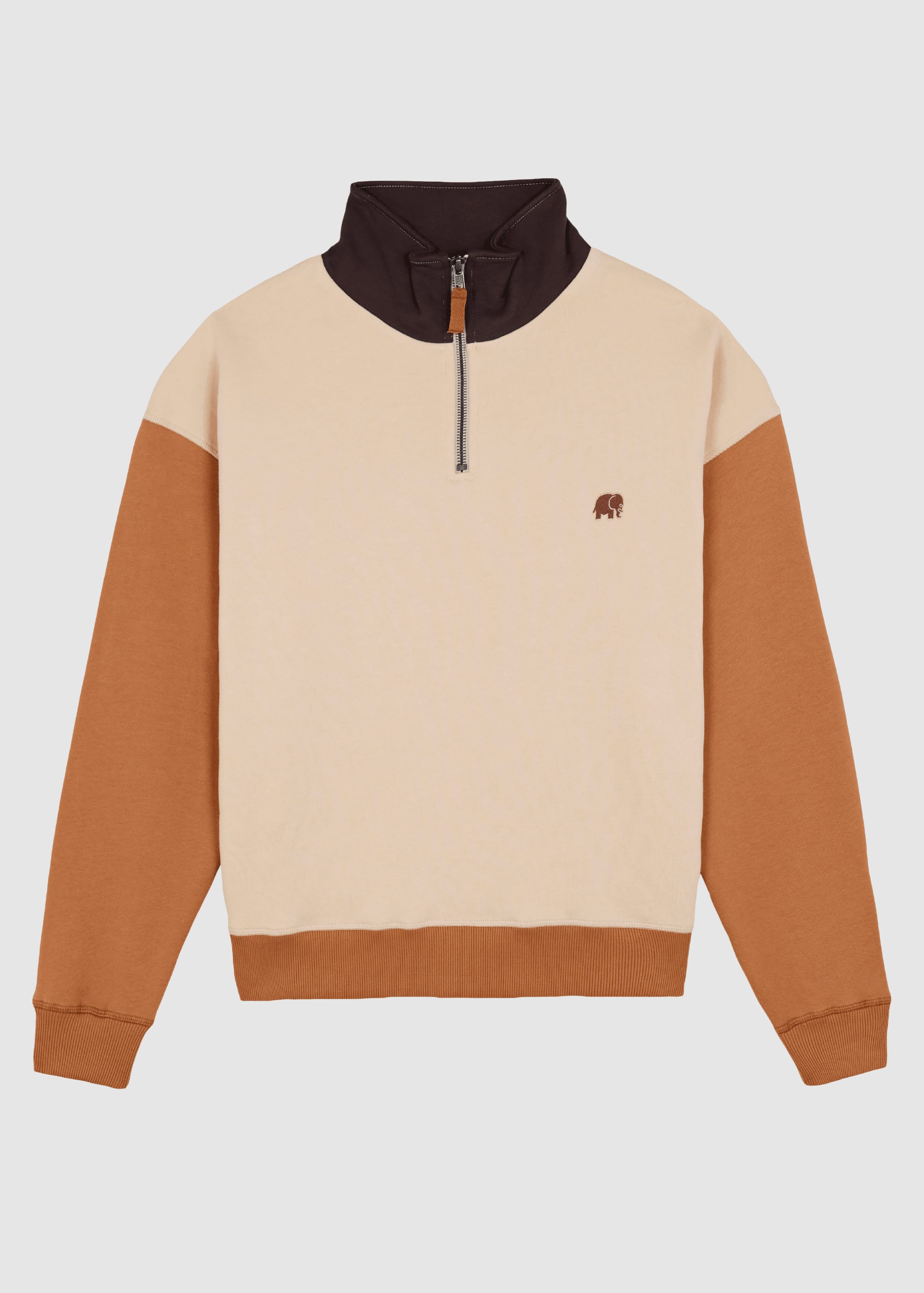 trendsplant-women-s-color-block-quarter-zip-sweatshirt-gray-sand-brown-6.jpeg Women's Color Block Quarter Zip Sweatshirt Gray Sand Brown