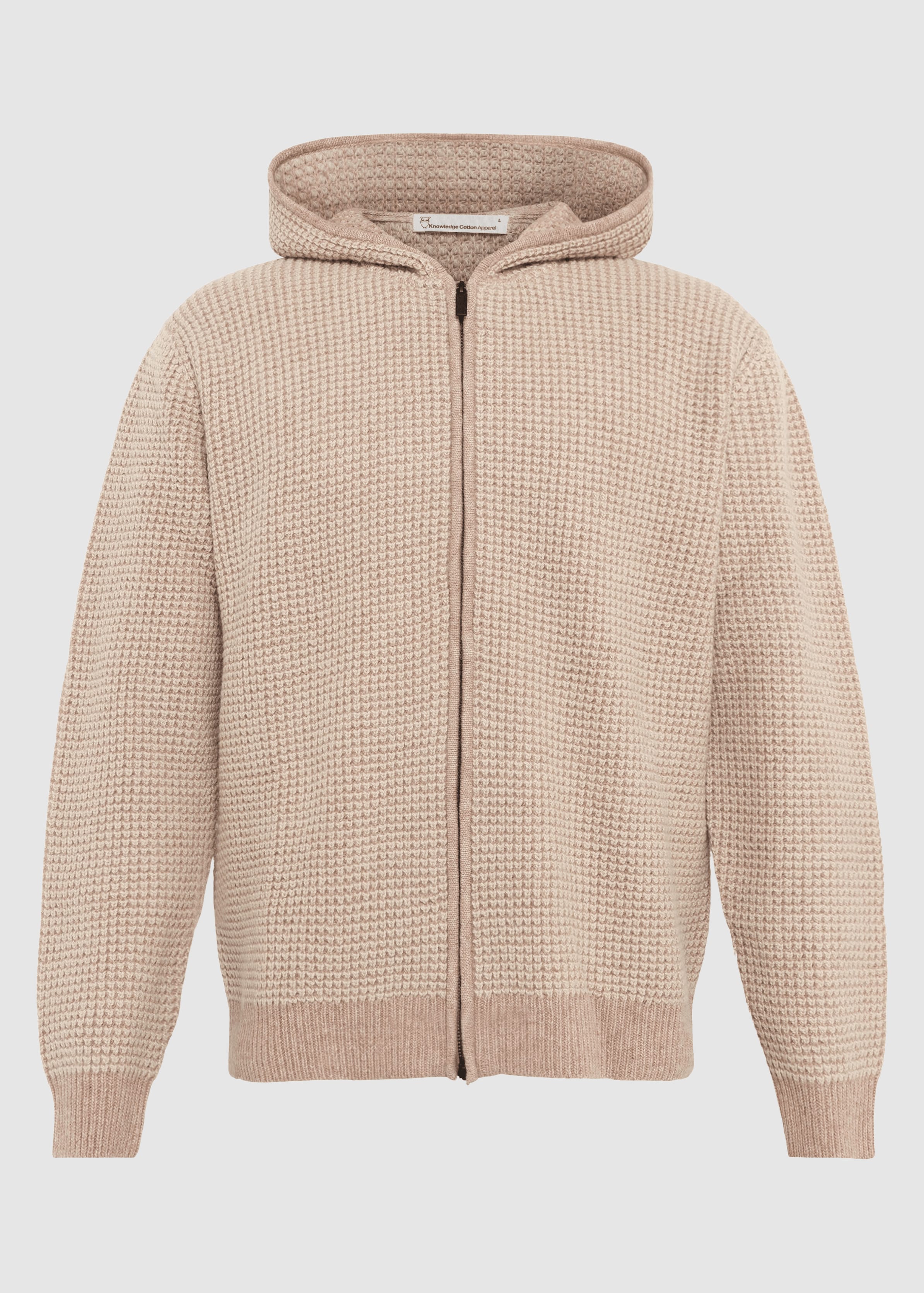 knowledge-cotton-apparel-lambswool-zip-hoodie-kelp-melange-4.jpeg Lambswool Zip Hoodie Kelp Melange