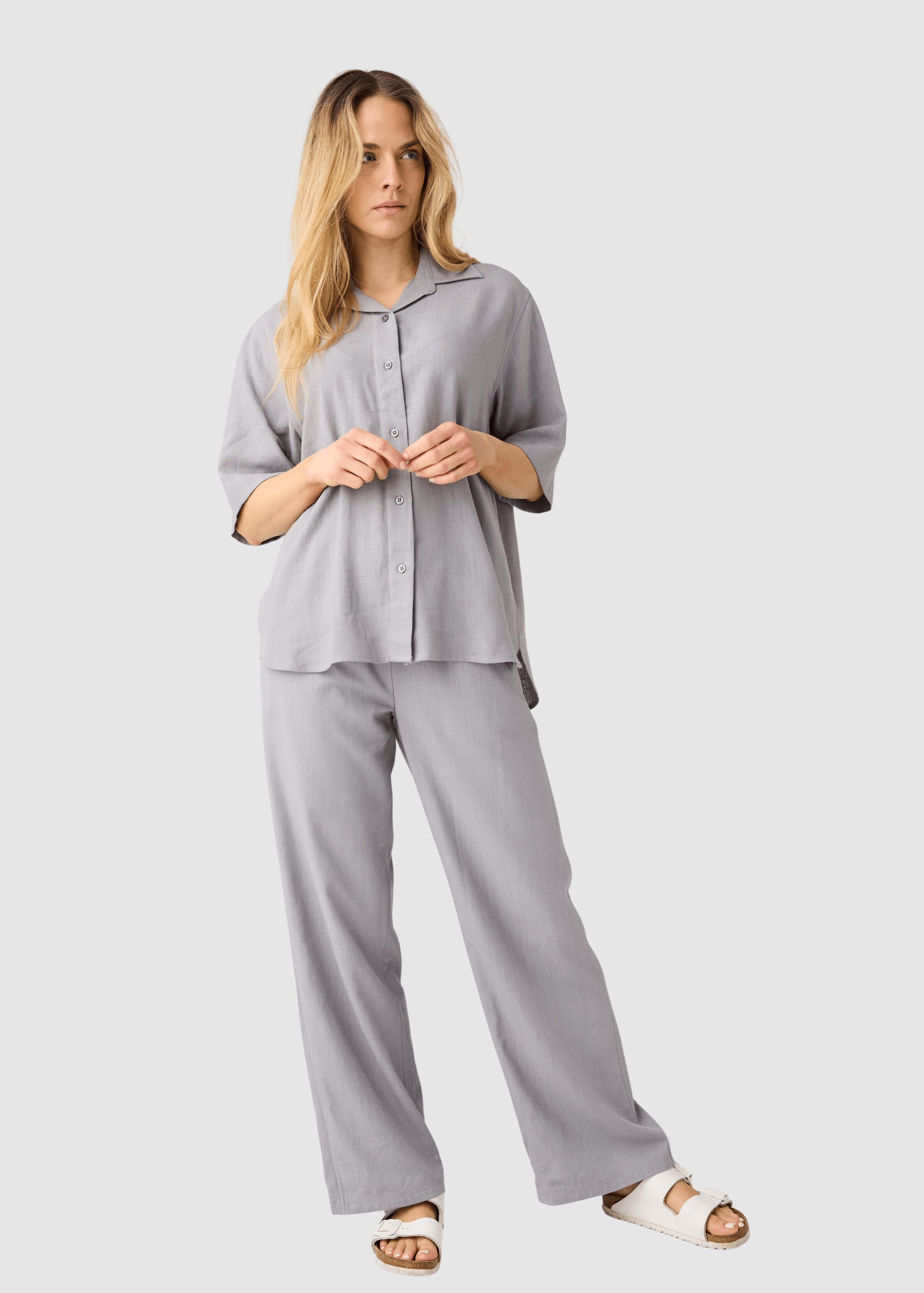 Posey Wide Linen-MIX Pants Ultimate Grey Posey Wide Linen-MIX Pants Ultimate Grey