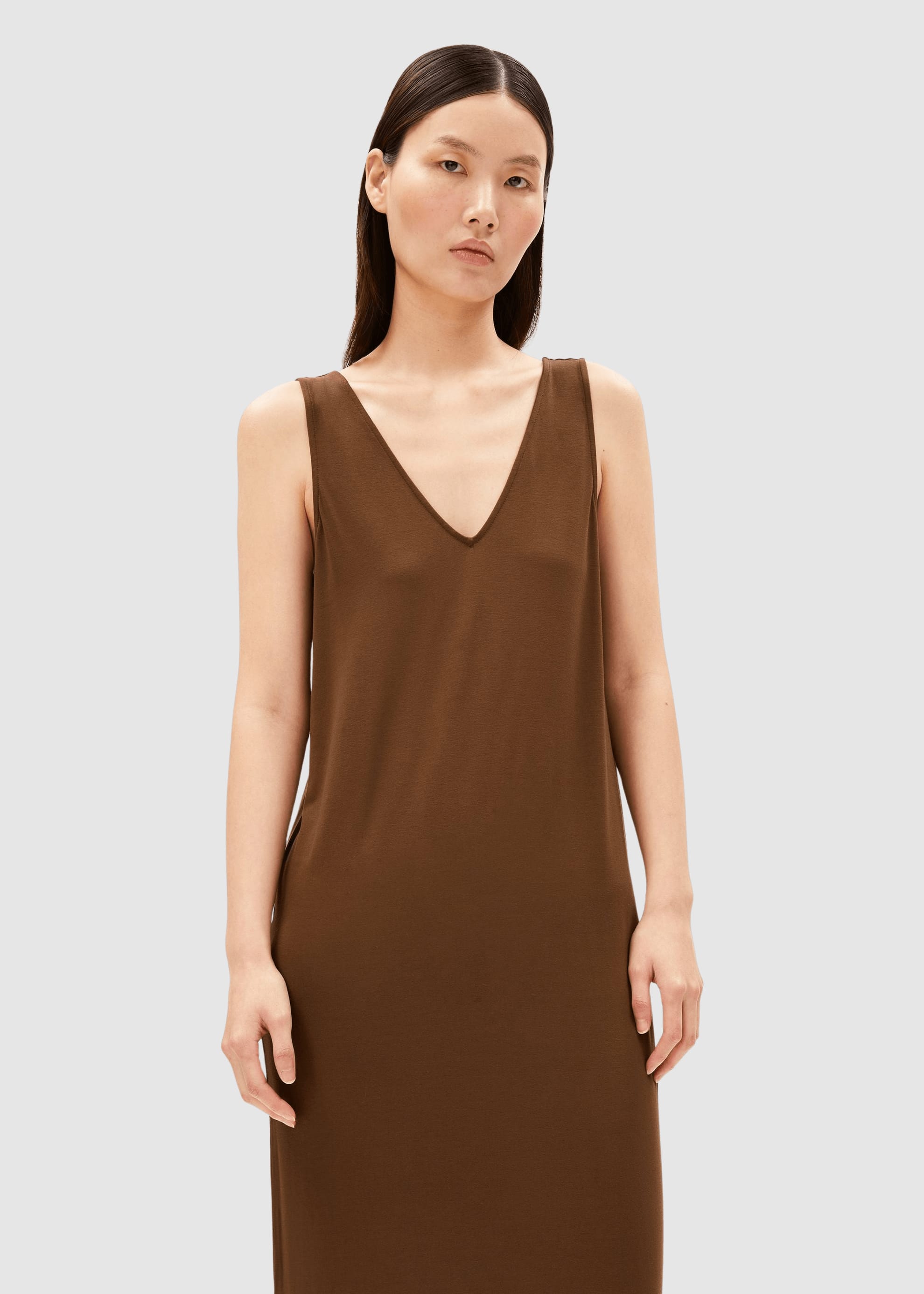 Sleeveless Jersey Midi Dress Dried Palm