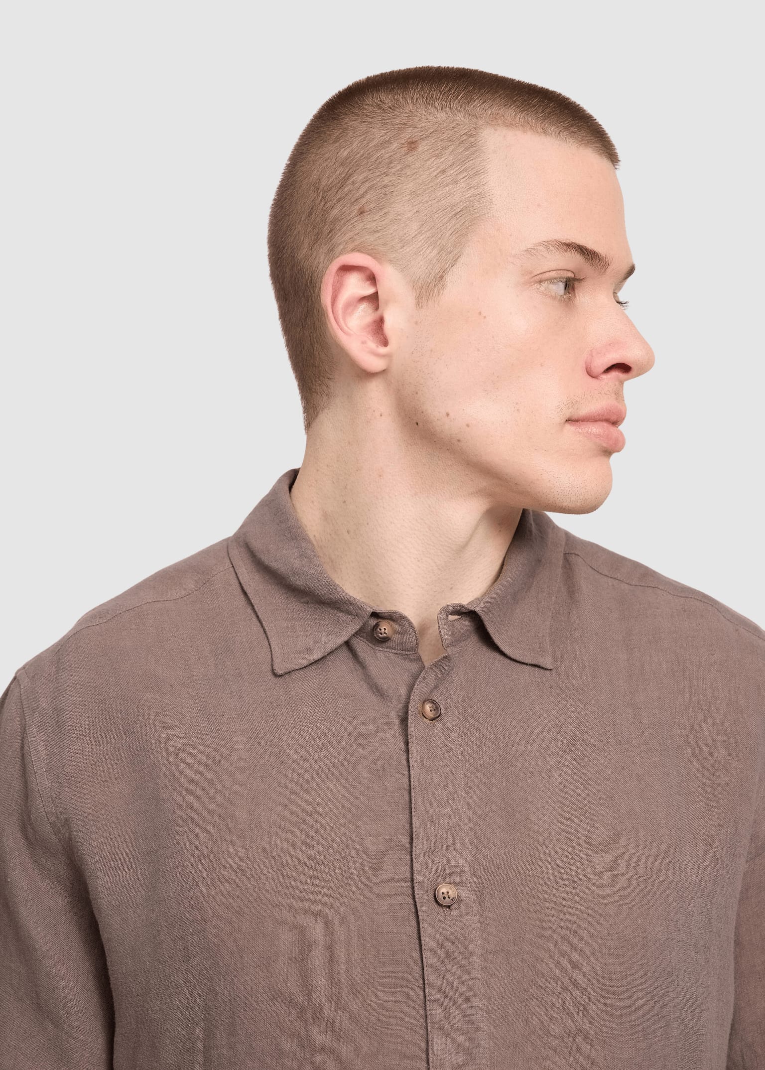 Shortsleeve Linen Shirt Grey Brown