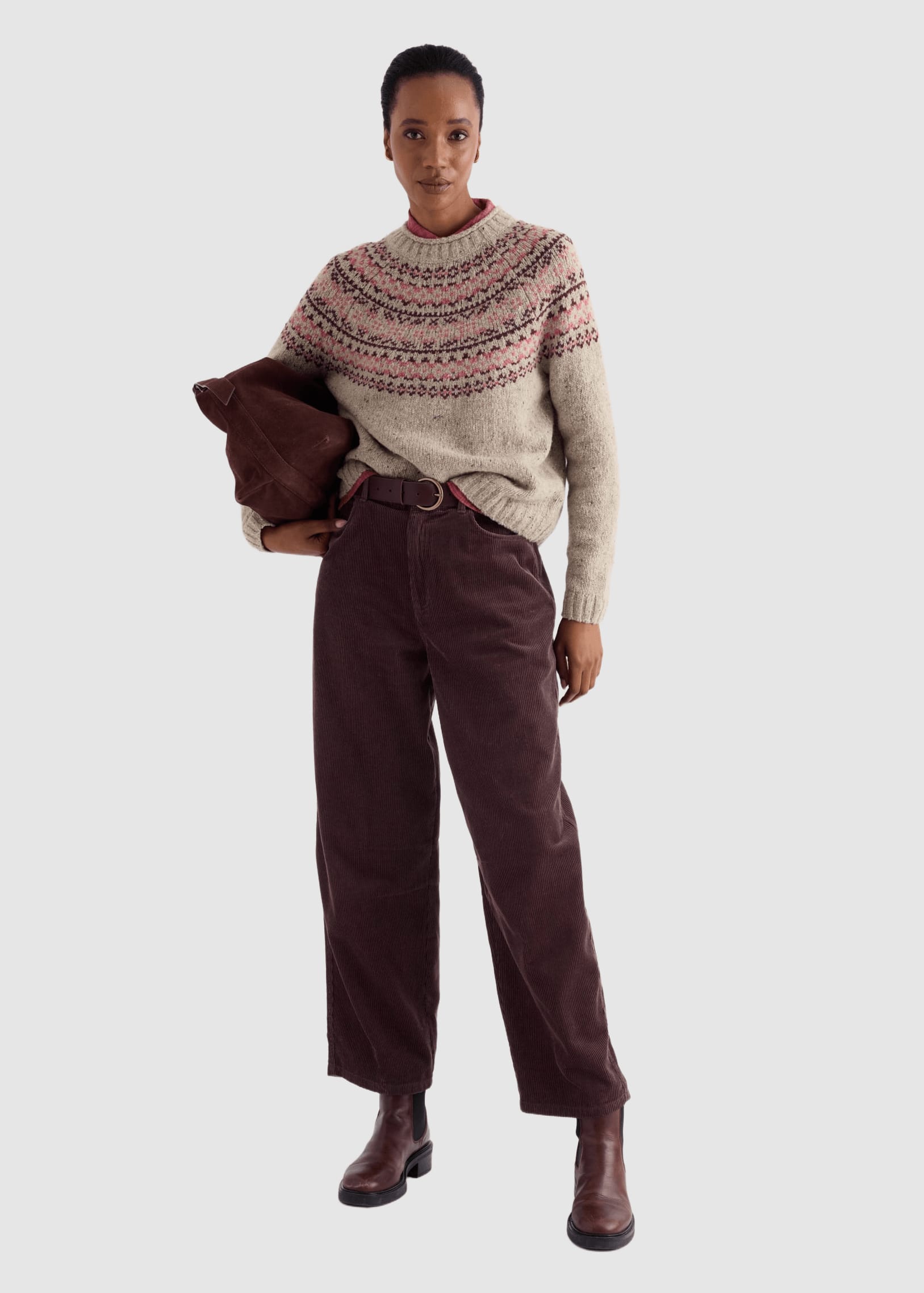 Port Kinnis Jumper Merino Shingle Bay Dark Rose Mix