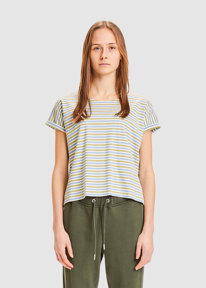 Violet Mercerized Striped Loose Tee Violet Mercerized Striped Loose Tee