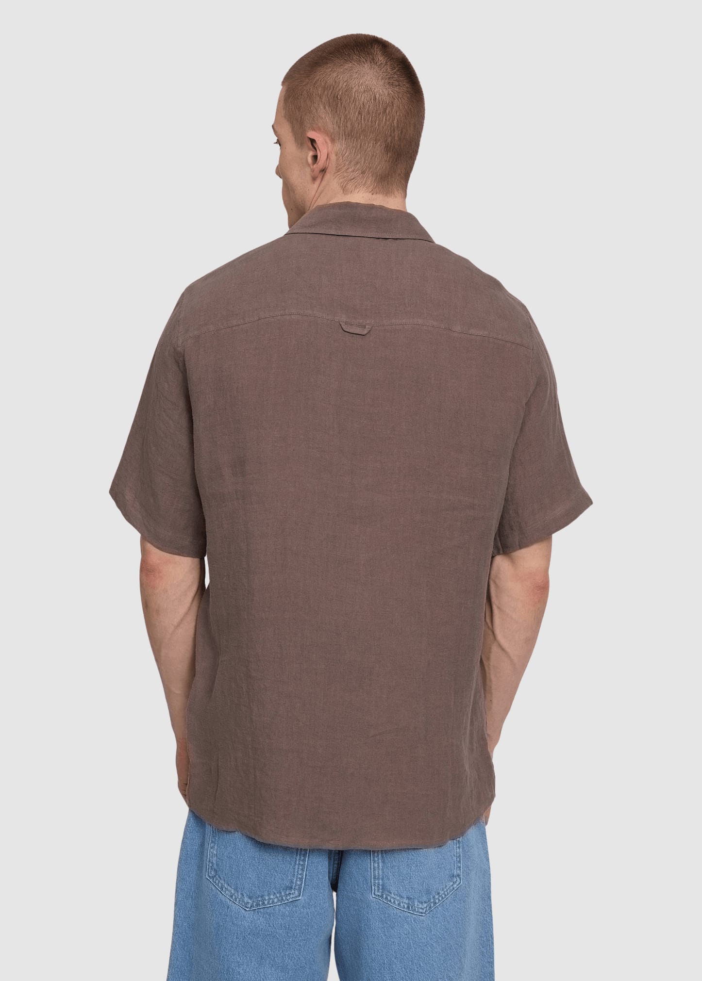 Shortsleeve Linen Shirt Grey Brown