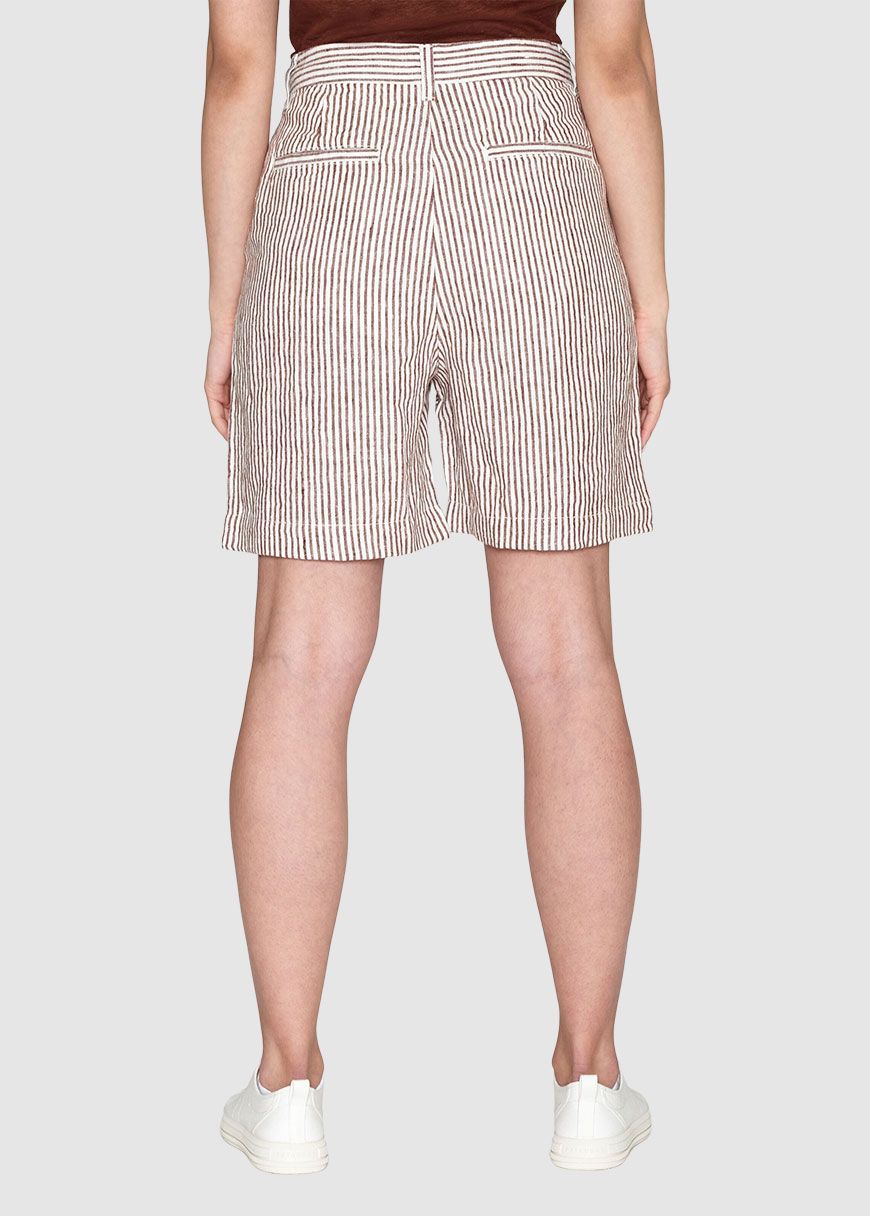 Posey Wide High-Rise Striped Linen Shorts