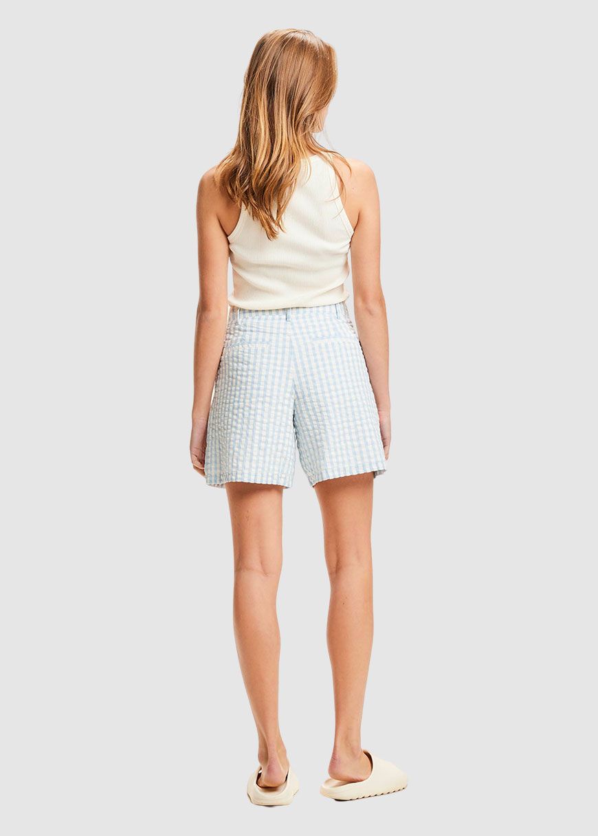 Pleated Seersucker Check Shorts Pleated Seersucker Check Shorts