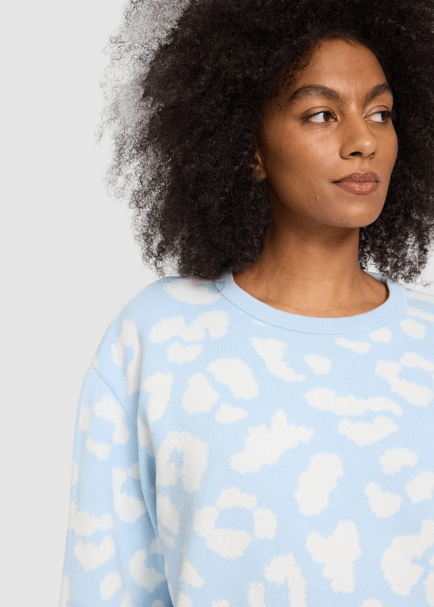 Leo Jacquard Knit Jumper Dream Blue Offwhite