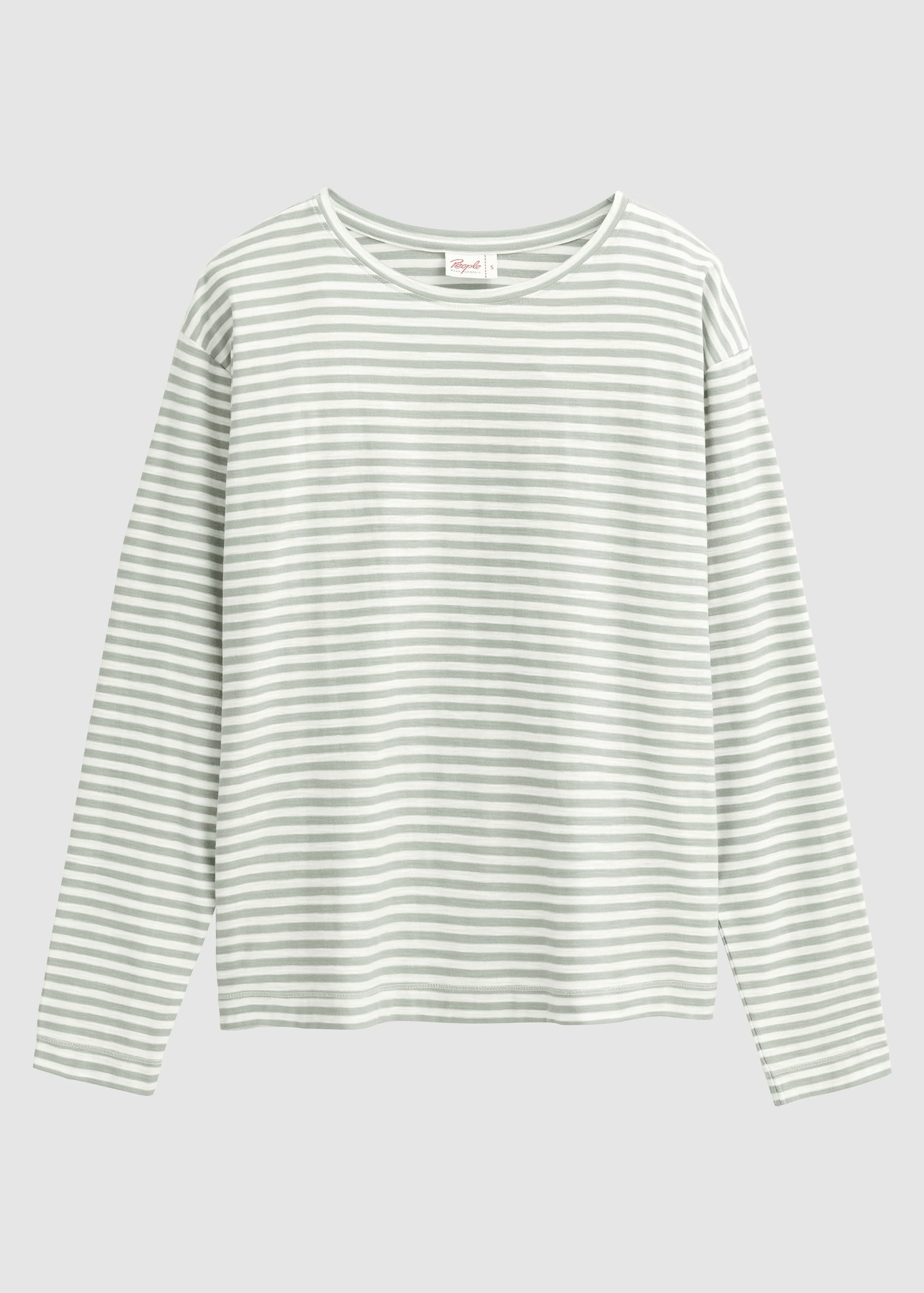 Langarm-Shirt Salbei Geringelt