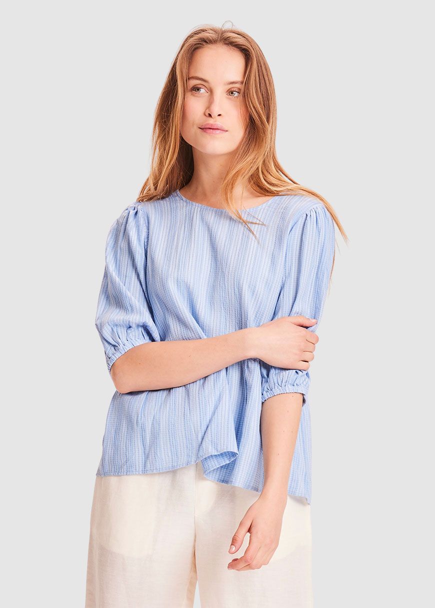 Lily Lenzing Ecovero Puff Sleeve Structure Top Lily Lenzing Ecovero Puff Sleeve Structure Top