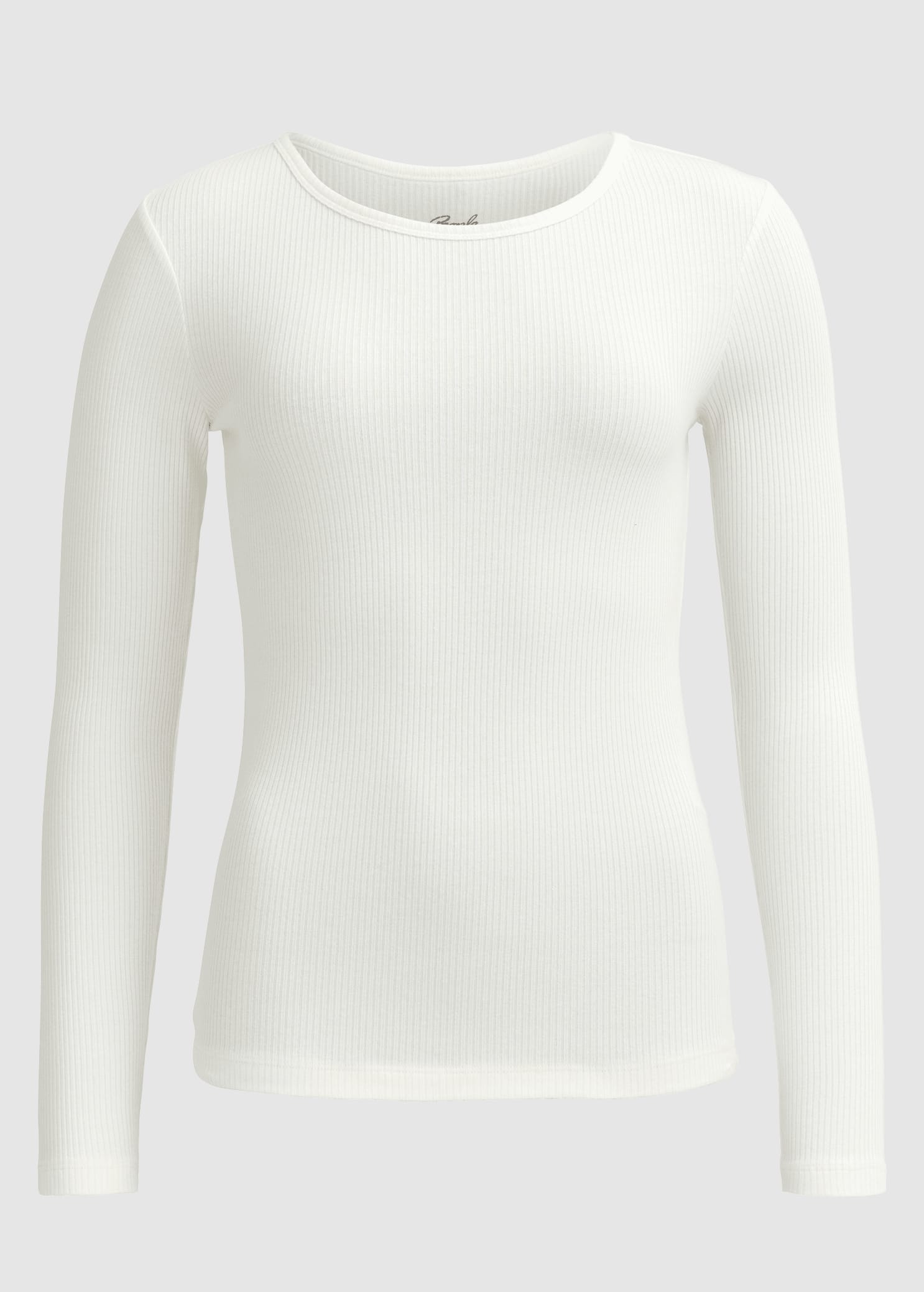 Ripp Langarm-Shirt Weiß