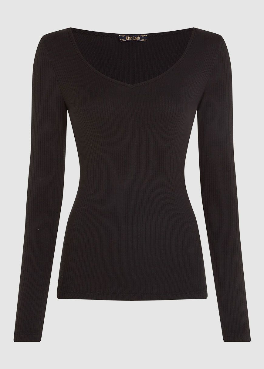 Carice V Top Uni Rib Carice V Top Uni Rib