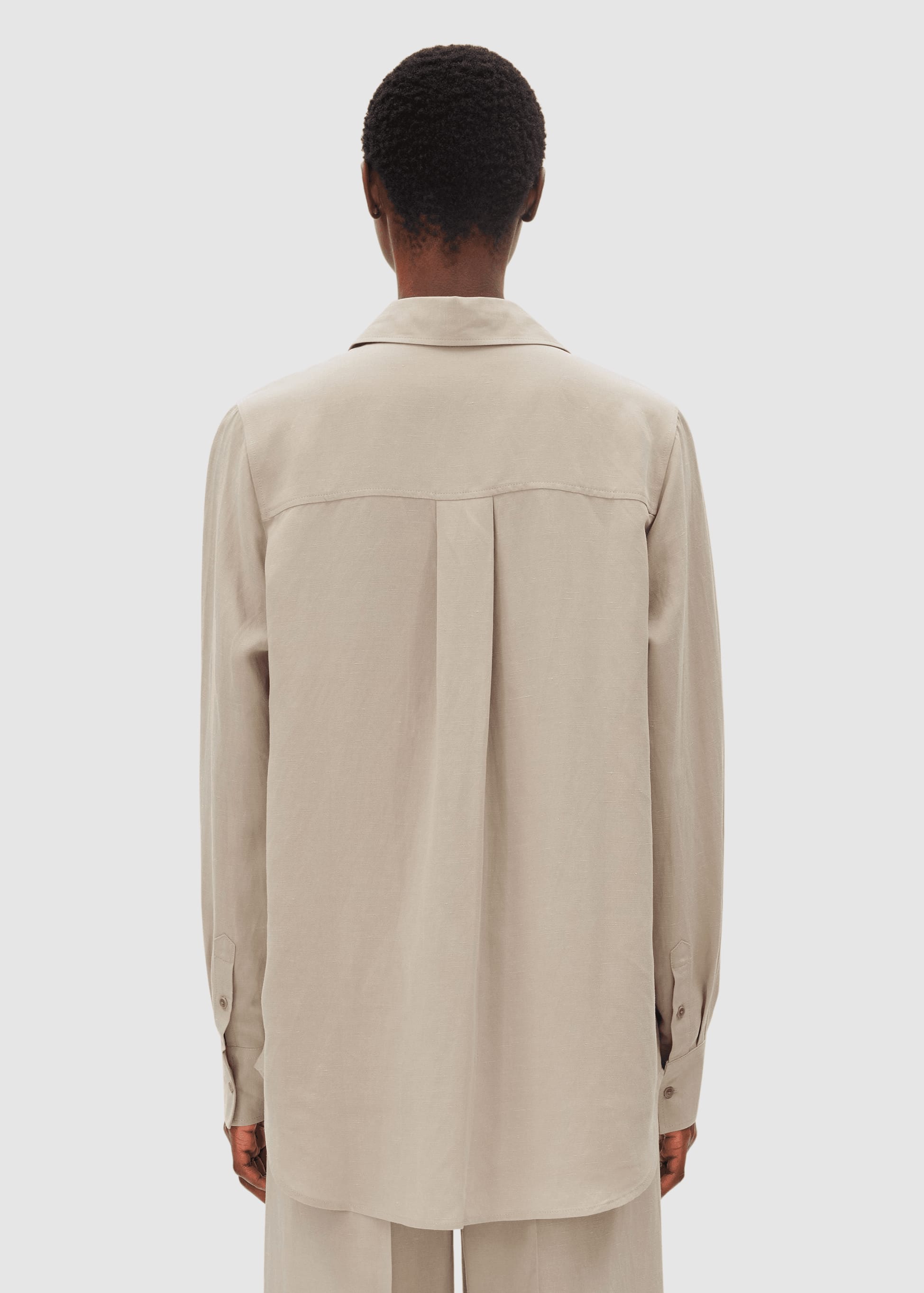 Linen Blend Shirt Blouse Sandstone