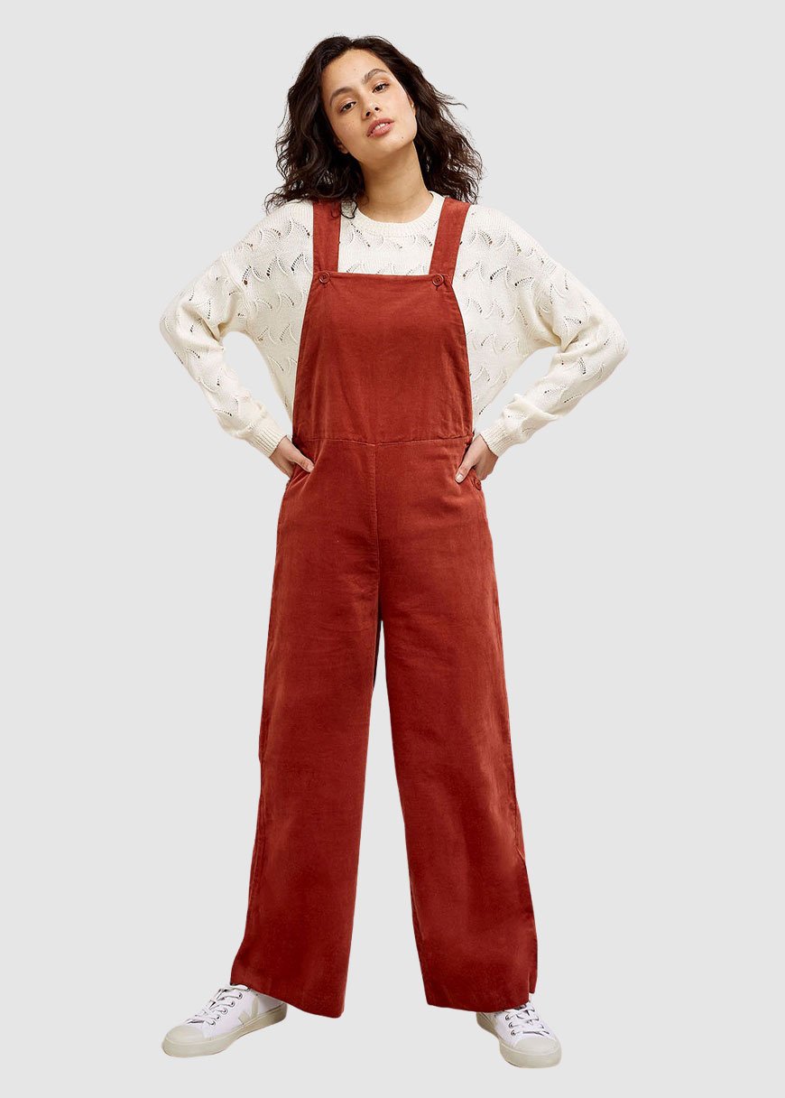 Ali Velvet Dungarees Brown