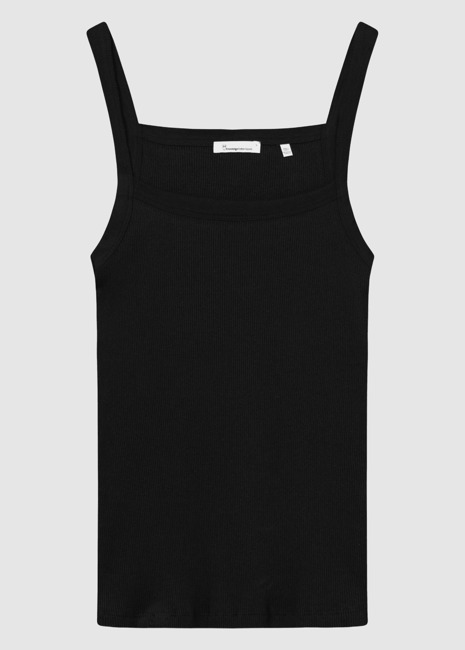 knowledge-cotton-apparel-rib-strap-top-black-jet-4.jpeg Rib Strap Top Black Jet