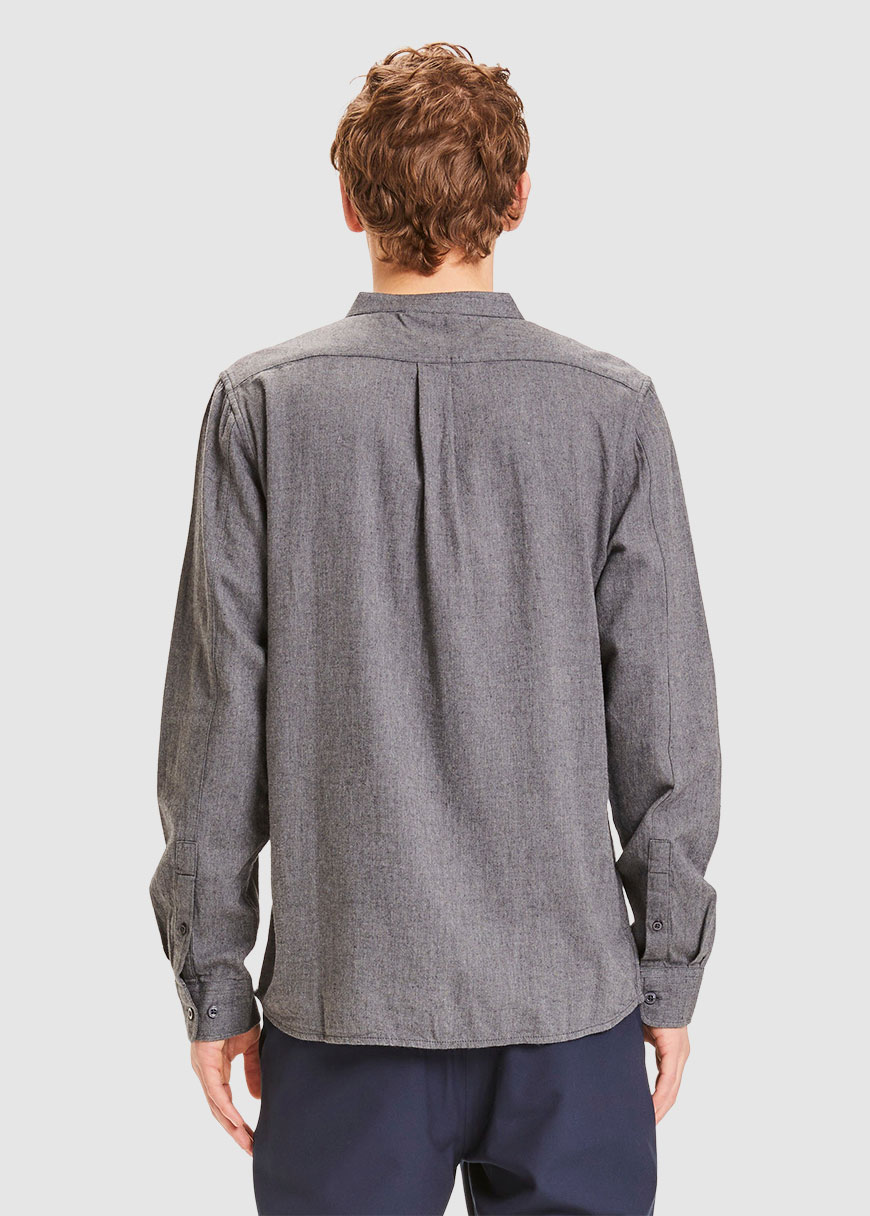 Elder Regular Fit Melange Flannel Stand Collar Shirt Elder Regular Fit Melange Flannel Stand Collar Shirt