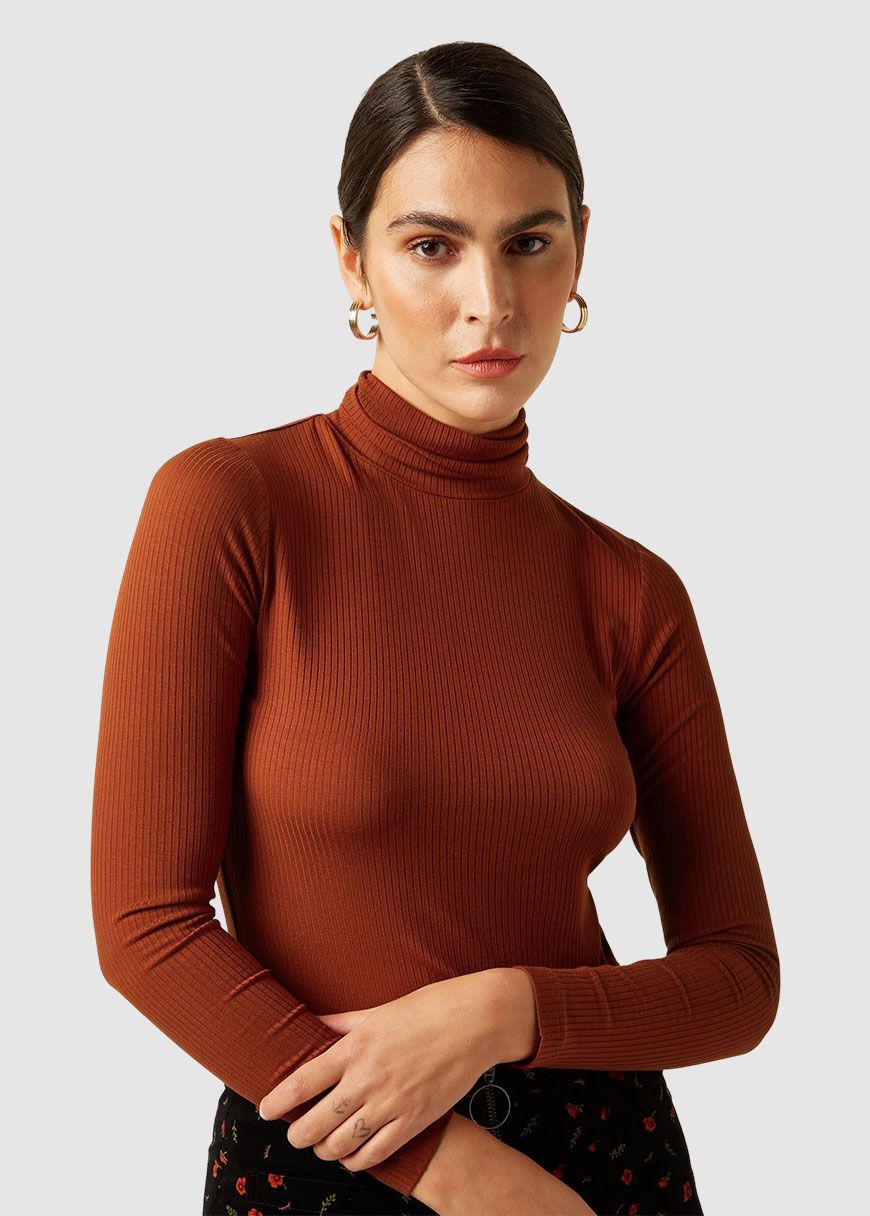Rollneck Top Uni Rib