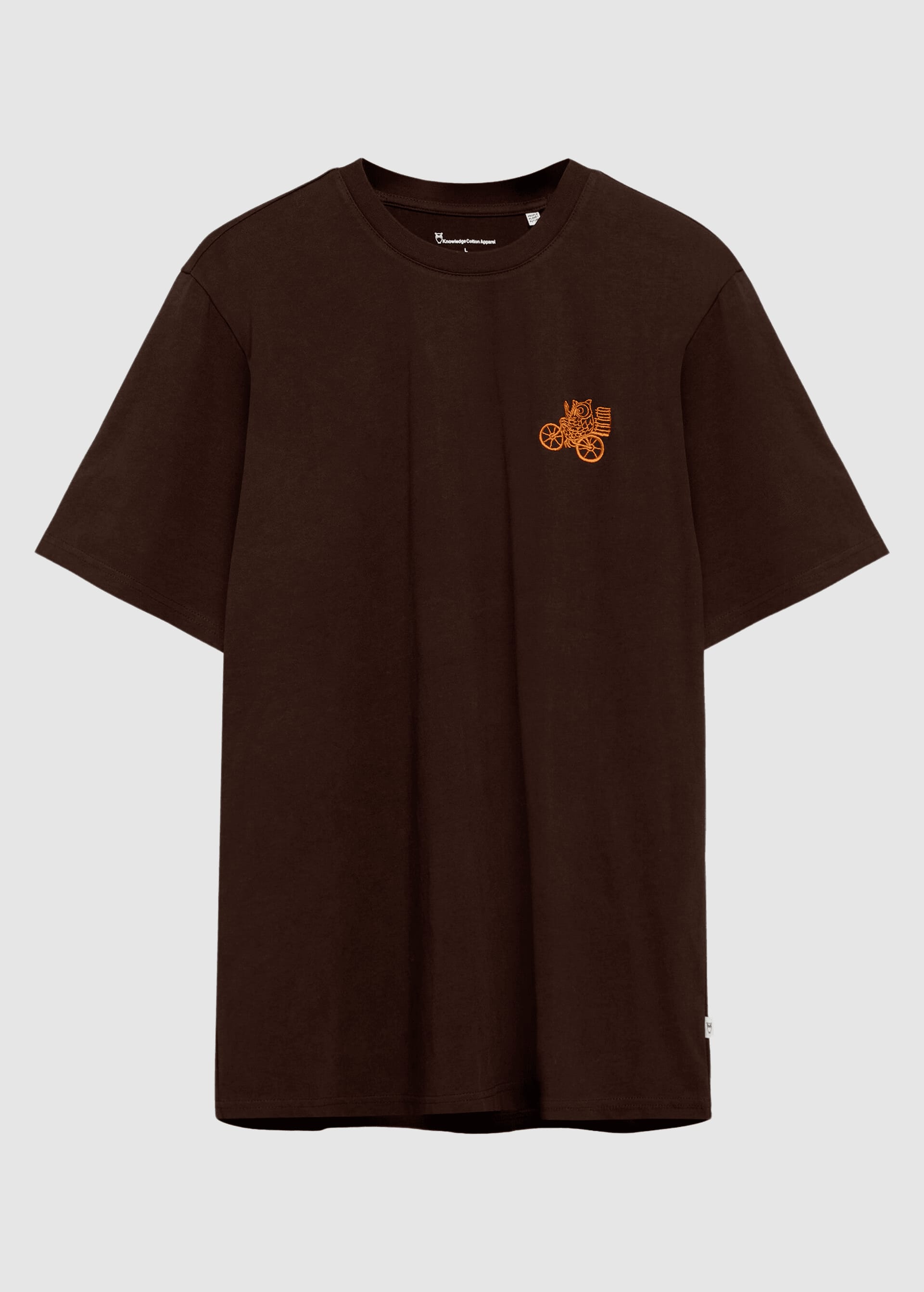 knowledge-cotton-apparel-chest-embroidery-t-shirt-chocolate-torte-1.jpeg Chest Embroidery T-Shirt Chocolate Torte