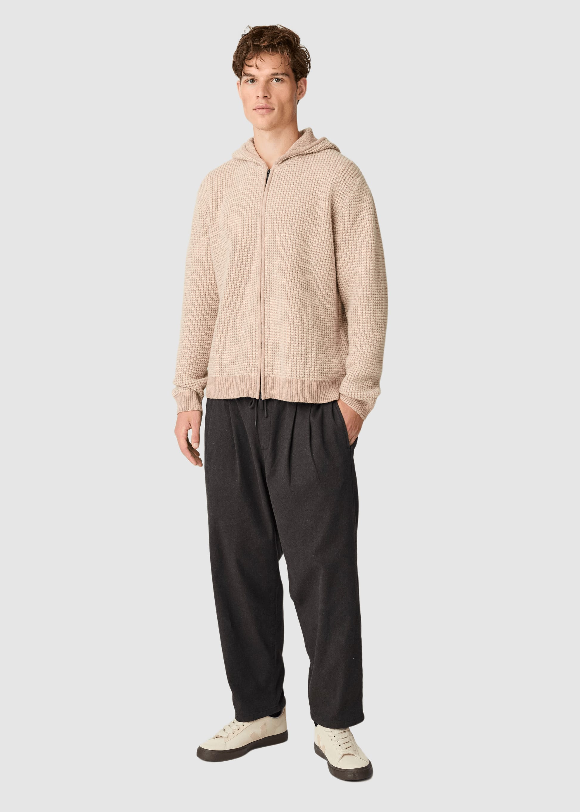 knowledge-cotton-apparel-lambswool-zip-hoodie-kelp-melange-2.jpeg Lambswool Zip Hoodie Kelp Melange