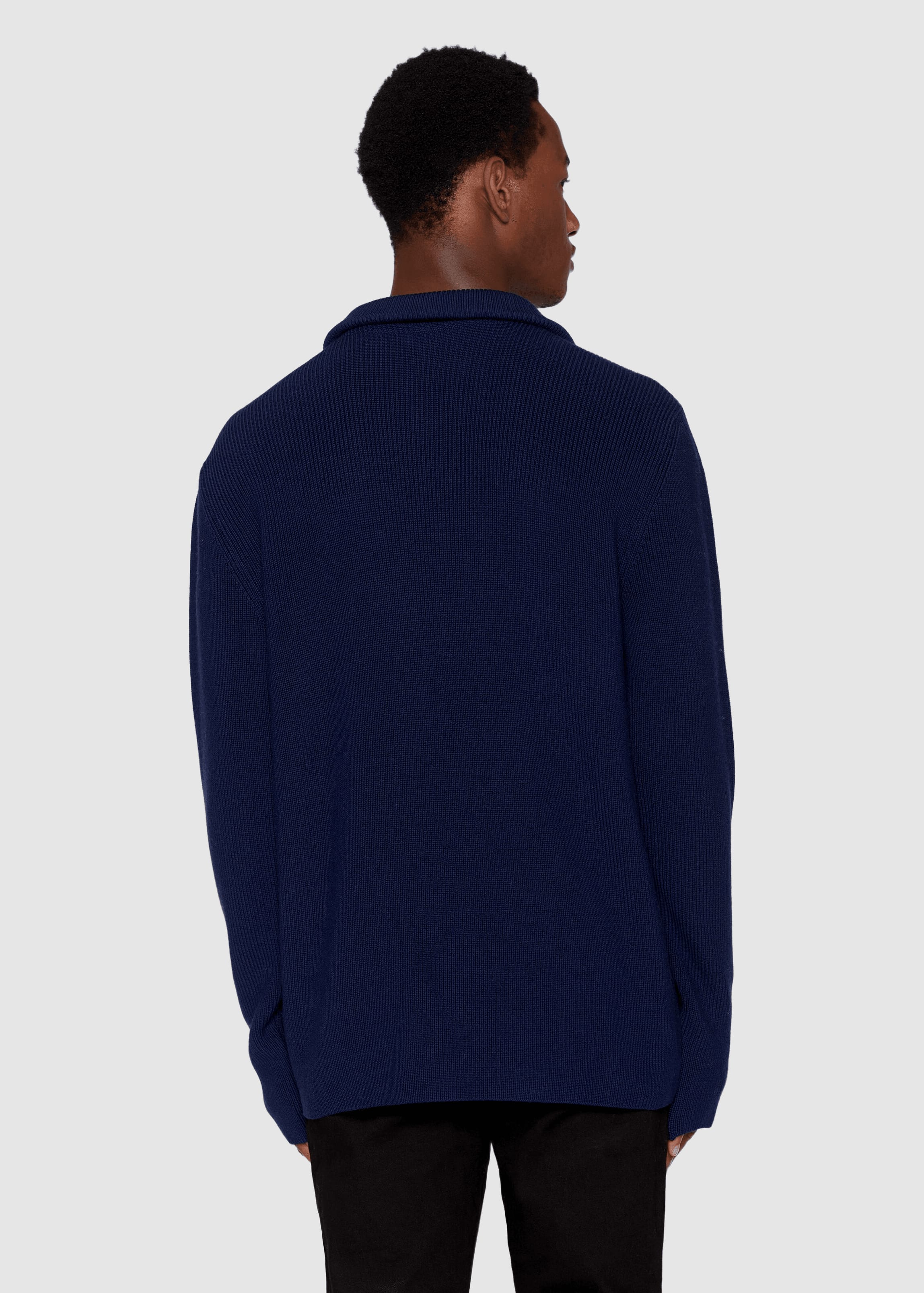 knowledge-cotton-apparel-merino-half-zip-sweater-total-eclipse-2.jpeg Merino Half Zip Sweater Total Eclipse
