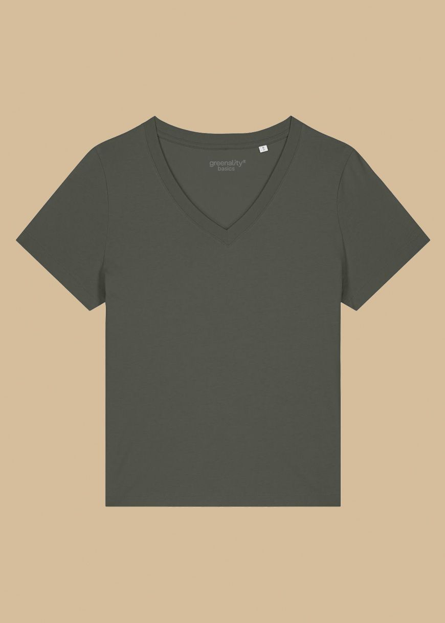 Khaki_v_neck_t_shirt_w_frei_vorne_5703439a5d.jpg V-Neck T-Shirt Woman Khaki