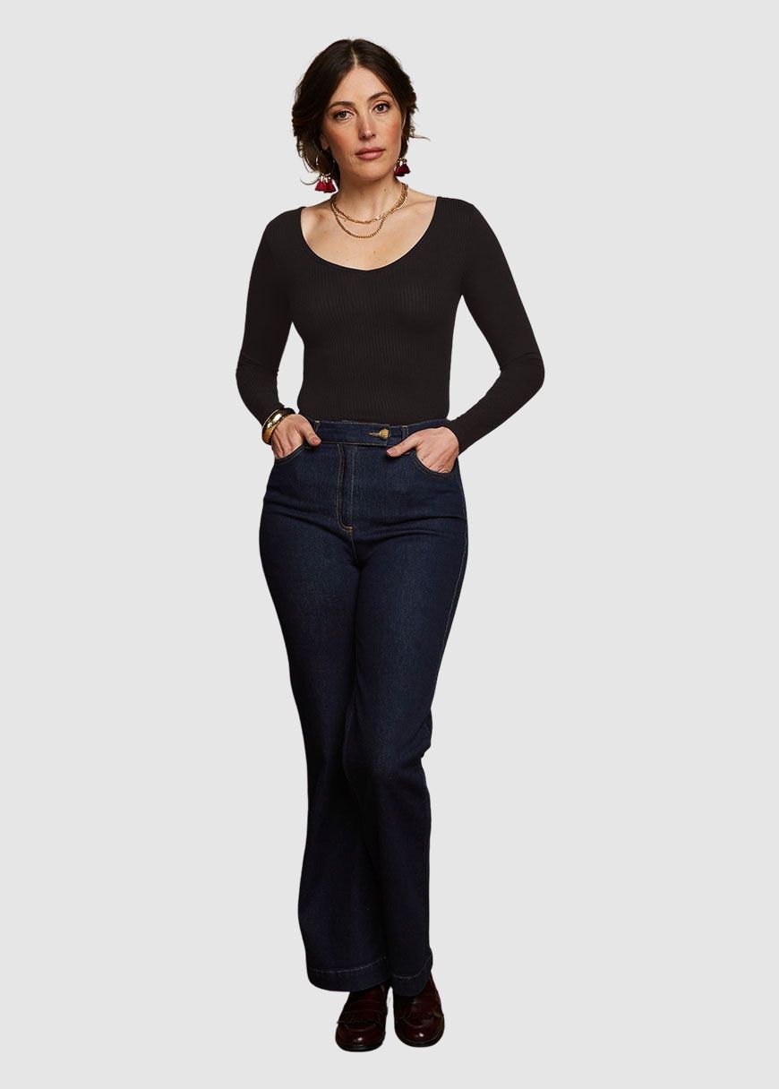 Carice V Top Uni Rib Carice V Top Uni Rib
