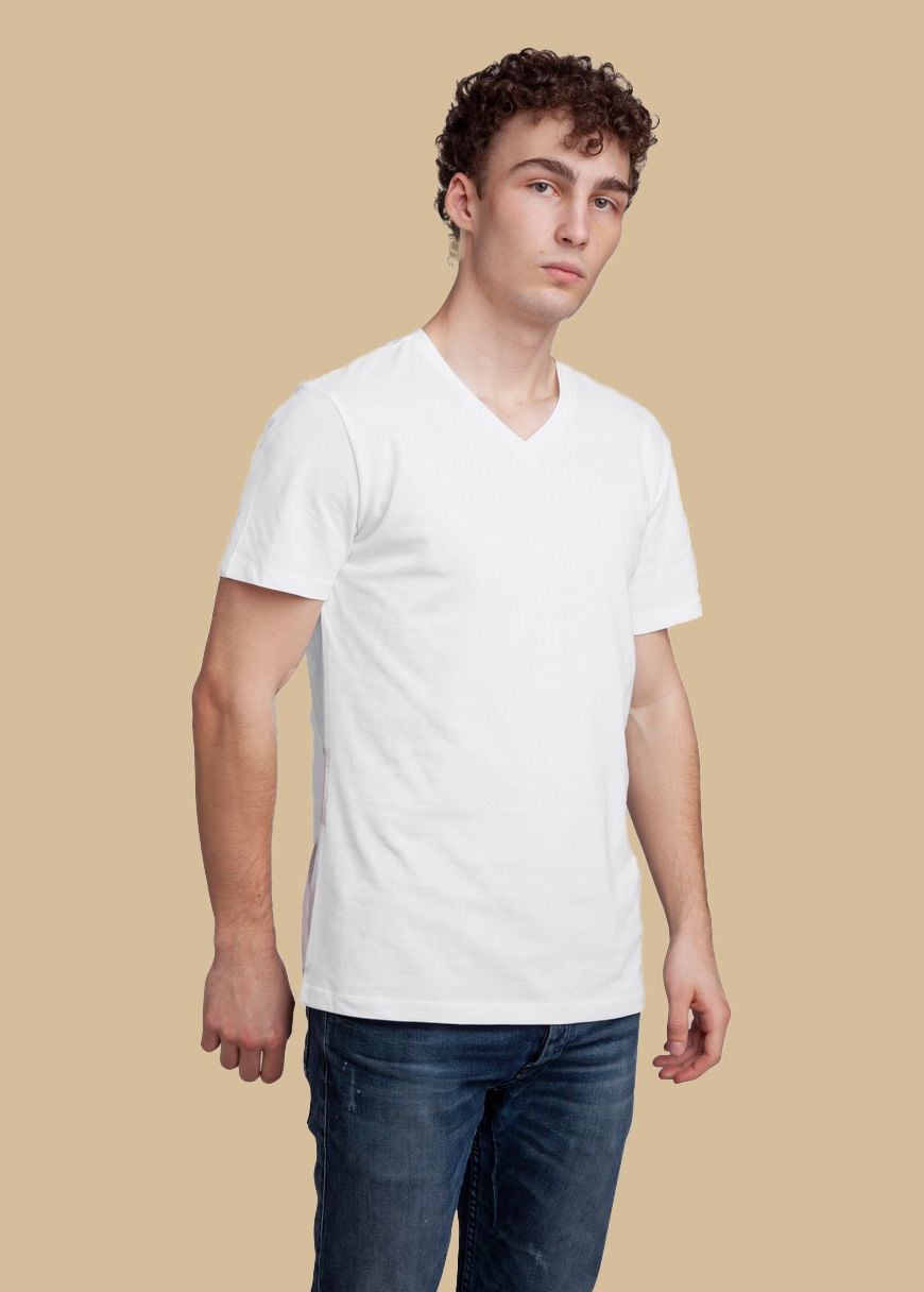 GXB-STTM562-WHITE-02.jpg V-Neck T-Shirt Man White