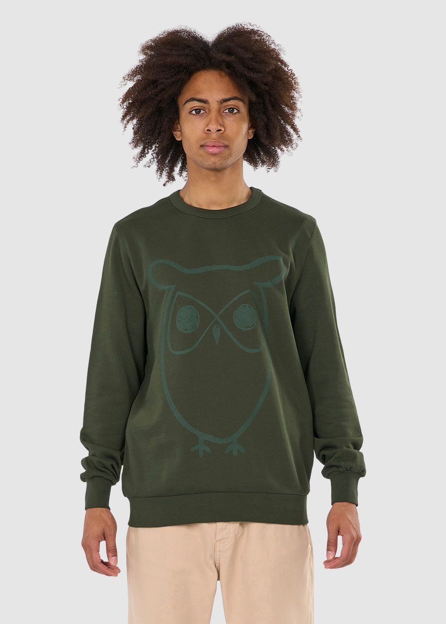 Crew Neck Big Owl Front Print Sweat