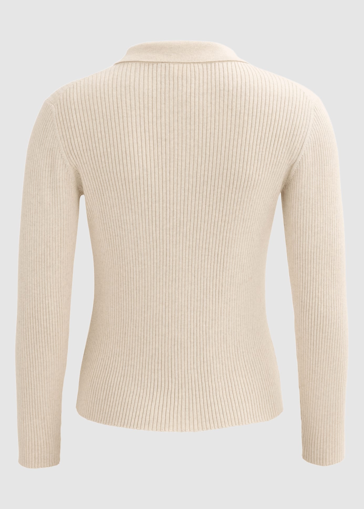 Ripp-Strickjacke Polokragen Kitt Mélange