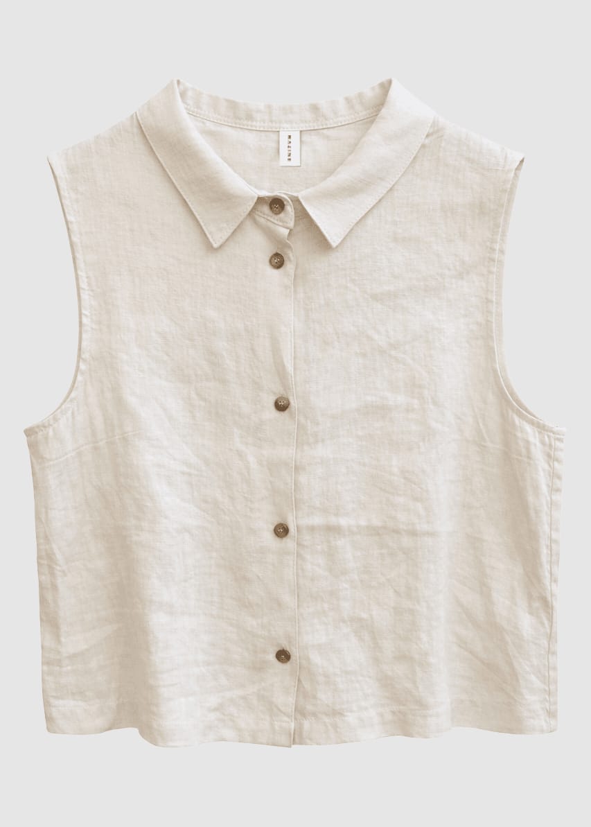 Sleeveless Linen Shirt Moon Sleeveless Linen Shirt Moon