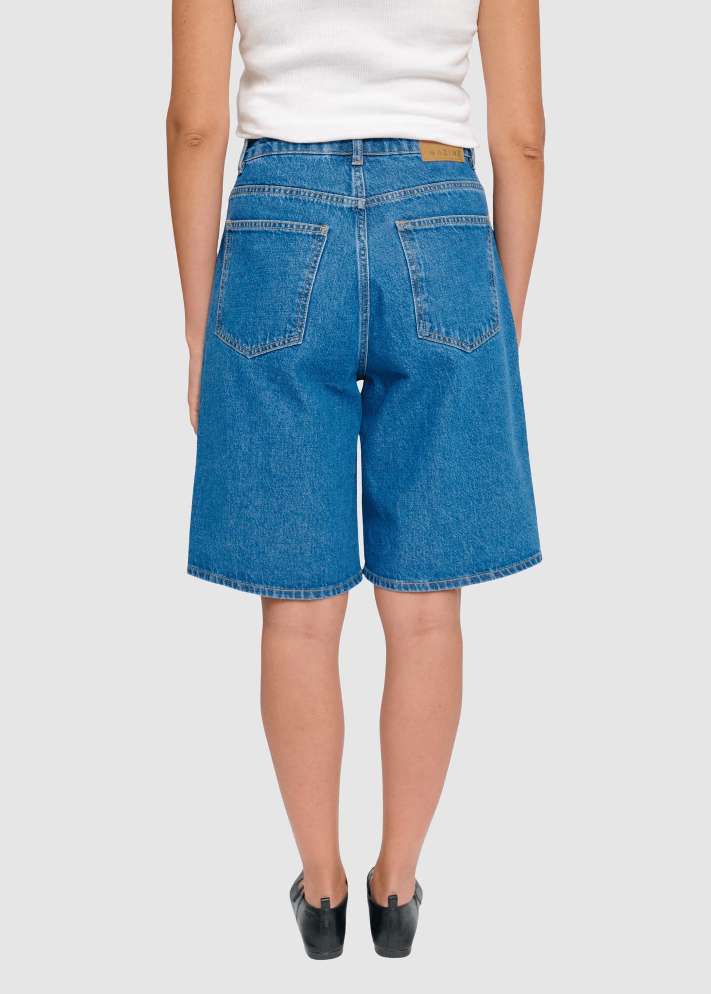 Denim Bermuda Shorts Mid Blue Wash Denim Bermuda Shorts Mid Blue Wash