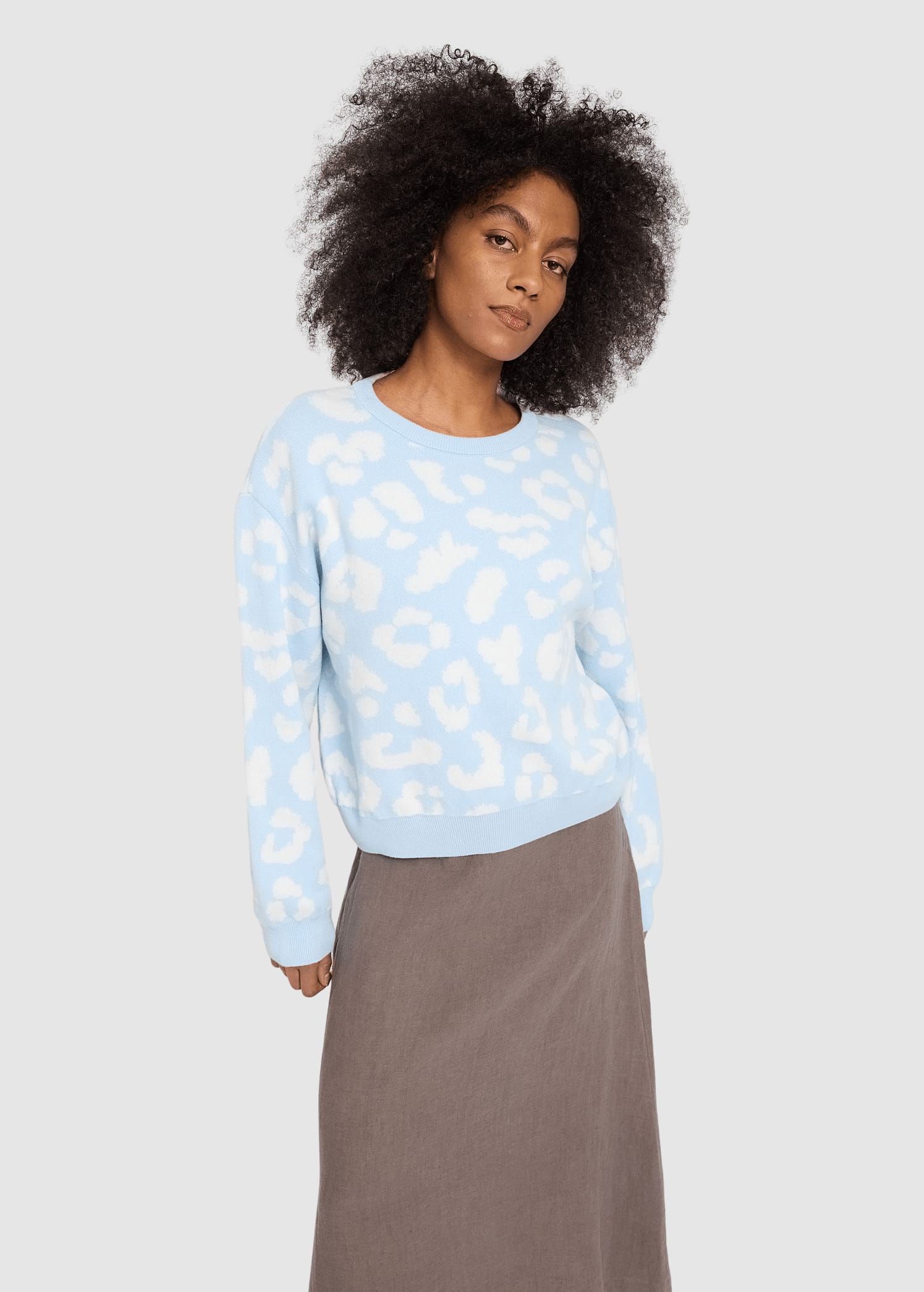 Leo Jacquard Knit Jumper Dream Blue Offwhite