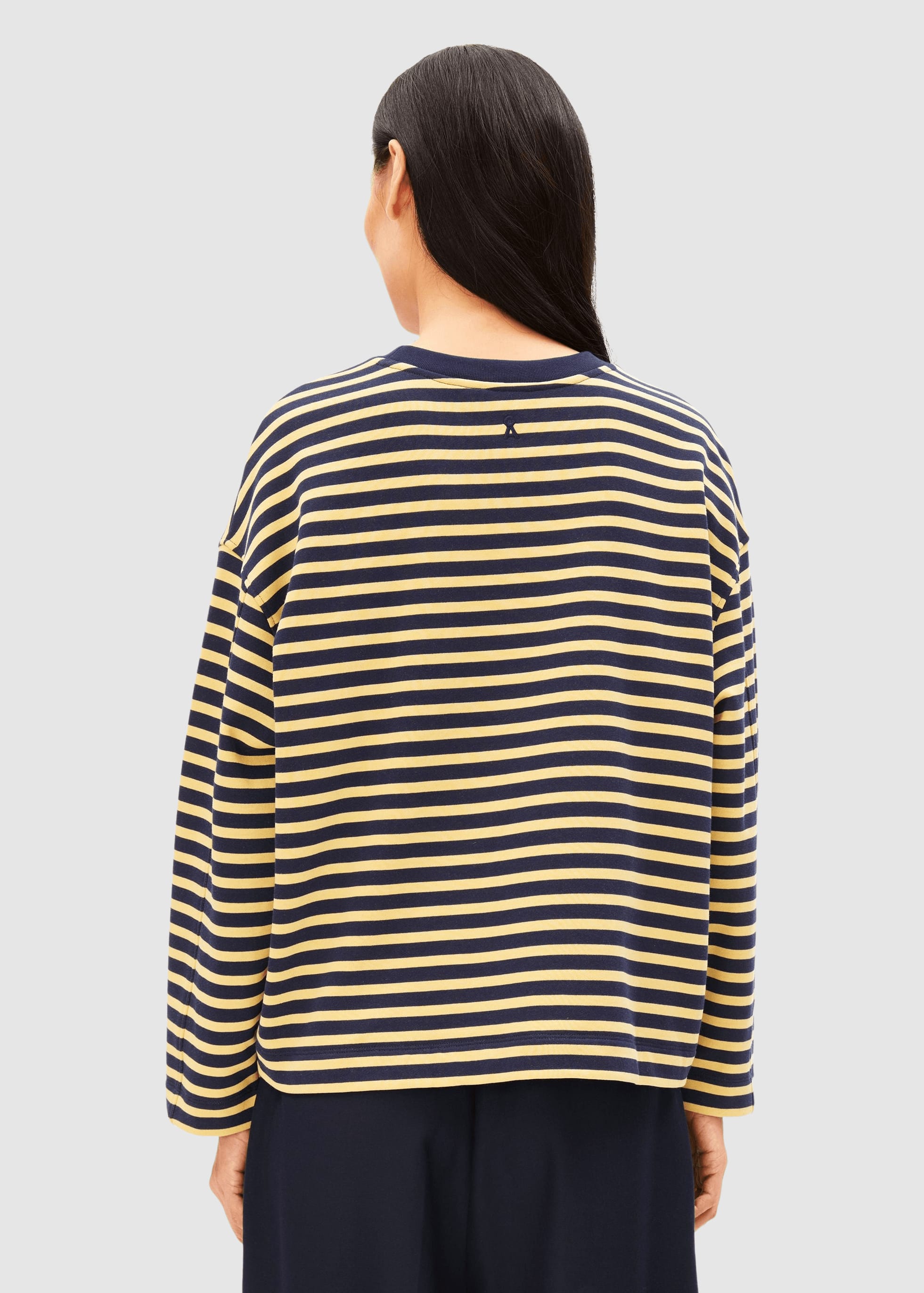 Frankaa Maarlen Stripe Sweat Golden Hay Tinted Navy