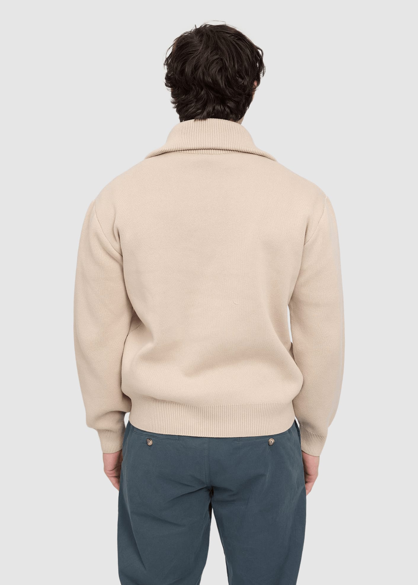 Jacquard Knit Troyer Light Beige