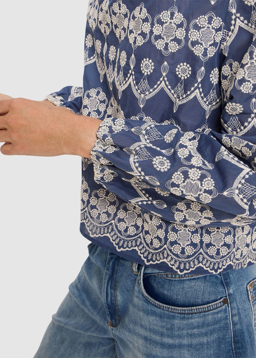 Langarm Bluse mit Kräuseln