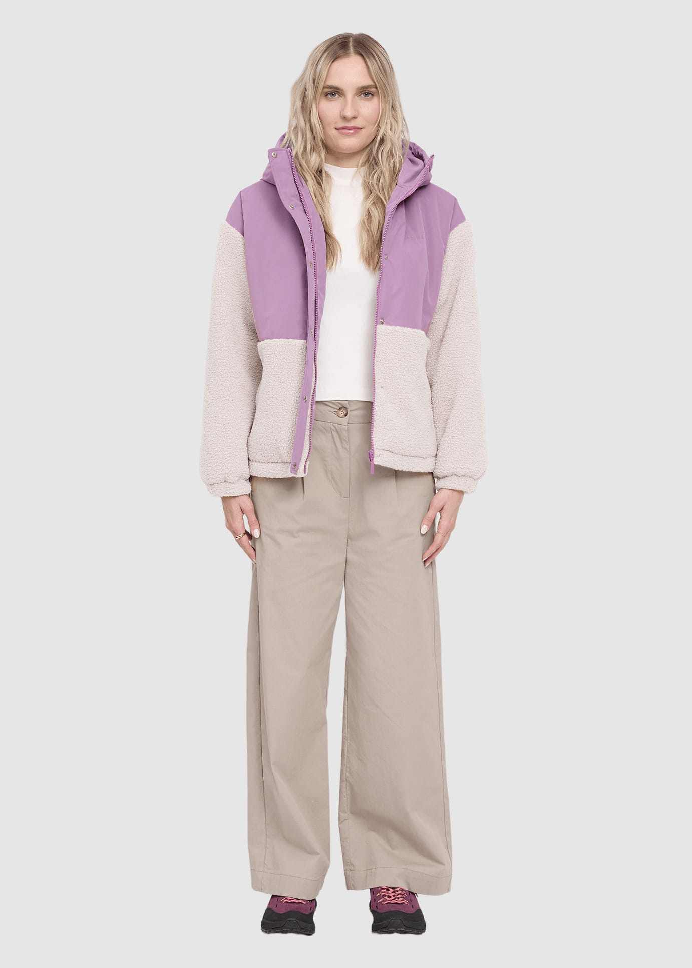 Fabric Blocking Jacket Grape Pink Natural