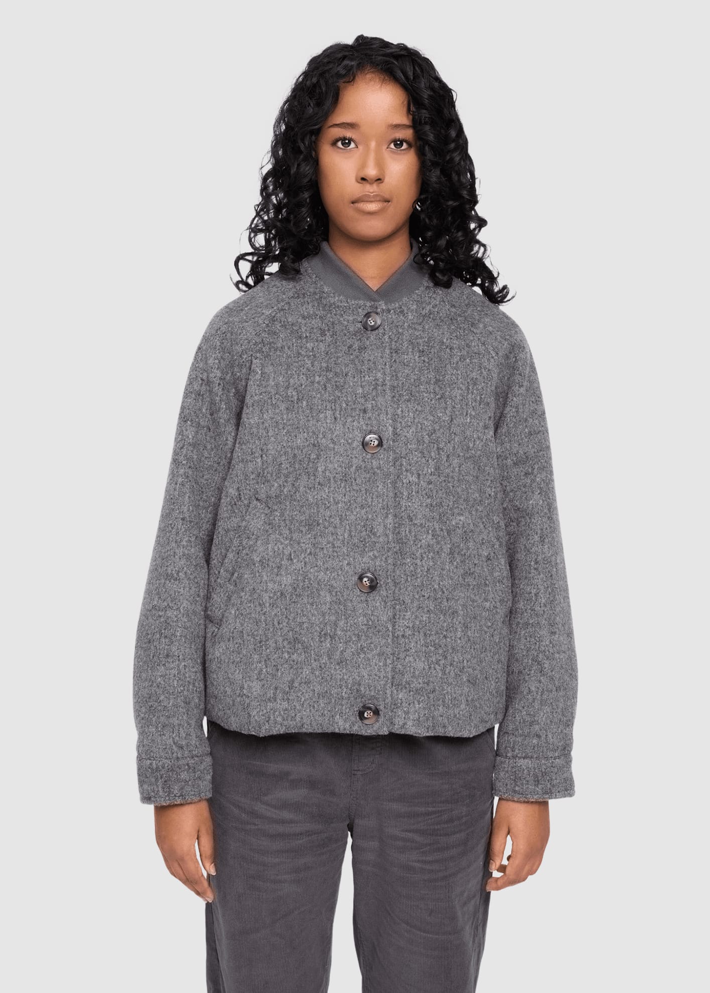 Vegan Wool Bomber Anthracite Melange