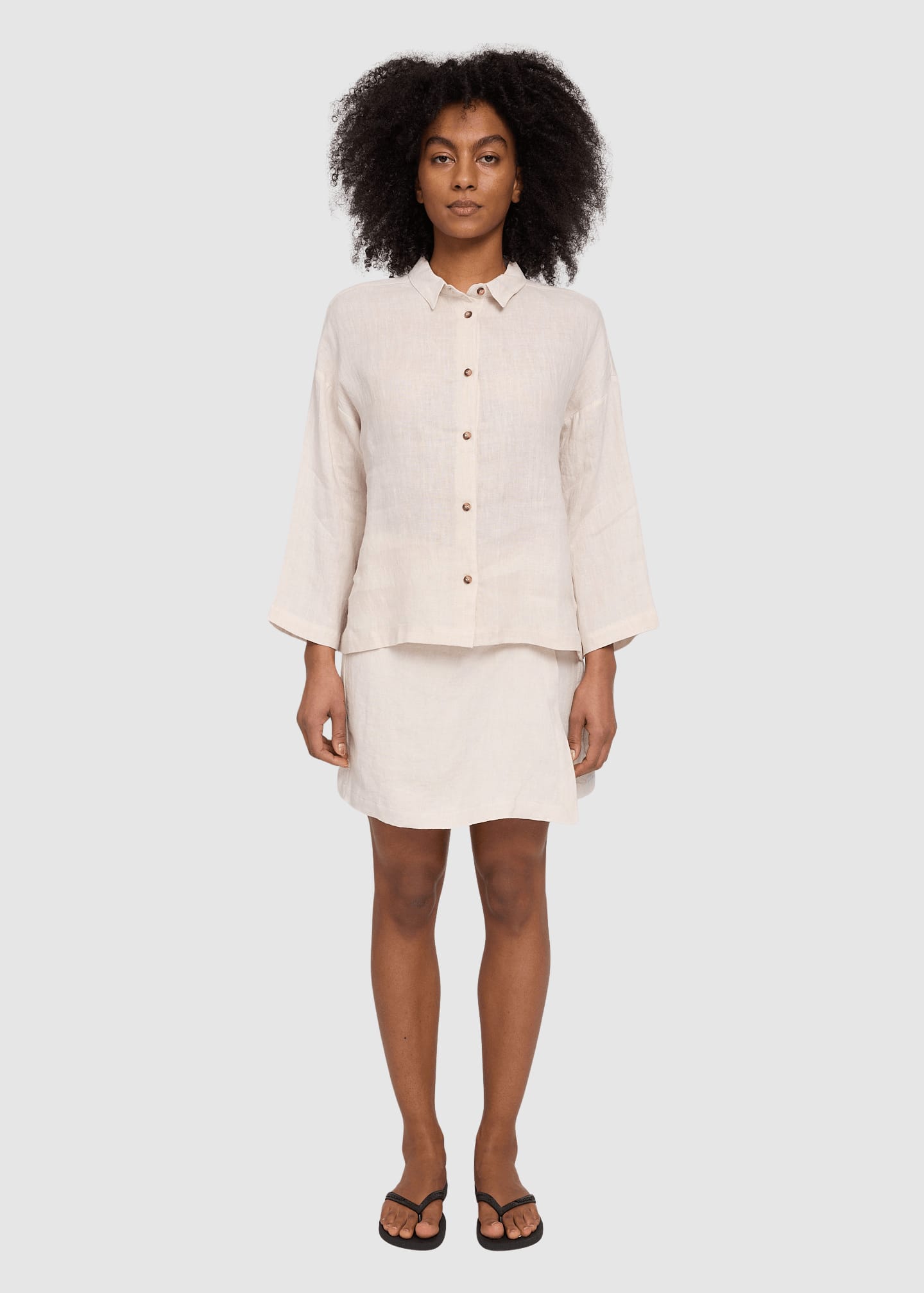 3/4 Sleeve Linen Shirt Moon 3/4 Sleeve Linen Shirt Moon