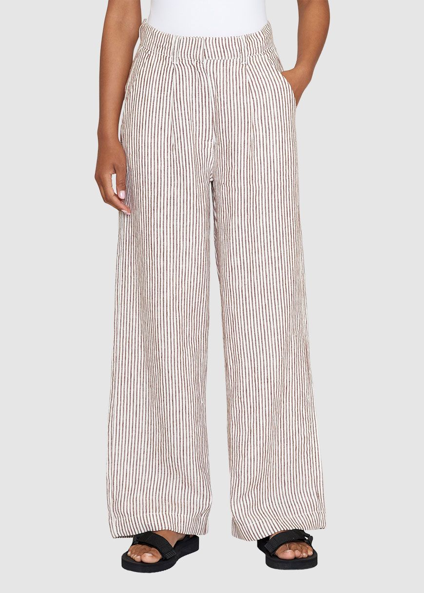 Posey Wide Mid-Rise Striped Linen Pants Posey Wide Mid-Rise Striped Linen Pants