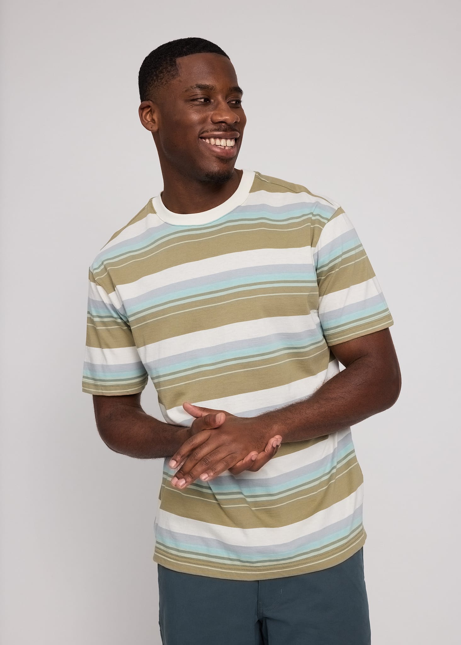 Bold Striped T-Shirt Olive Multicolor Bold Striped T-Shirt Olive Multicolor