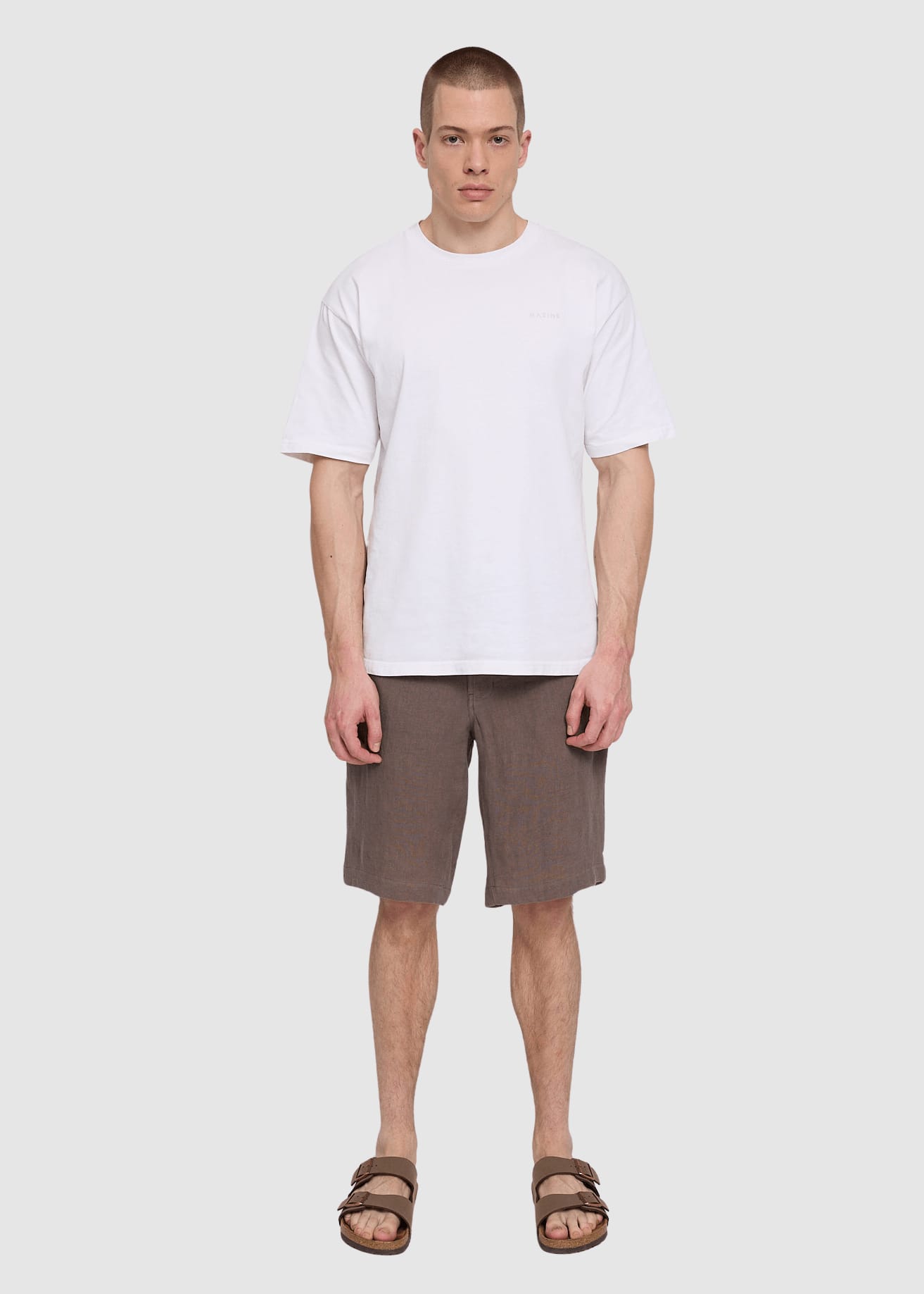 Regular Linen Shorts Grey Brown Regular Linen Shorts Grey Brown