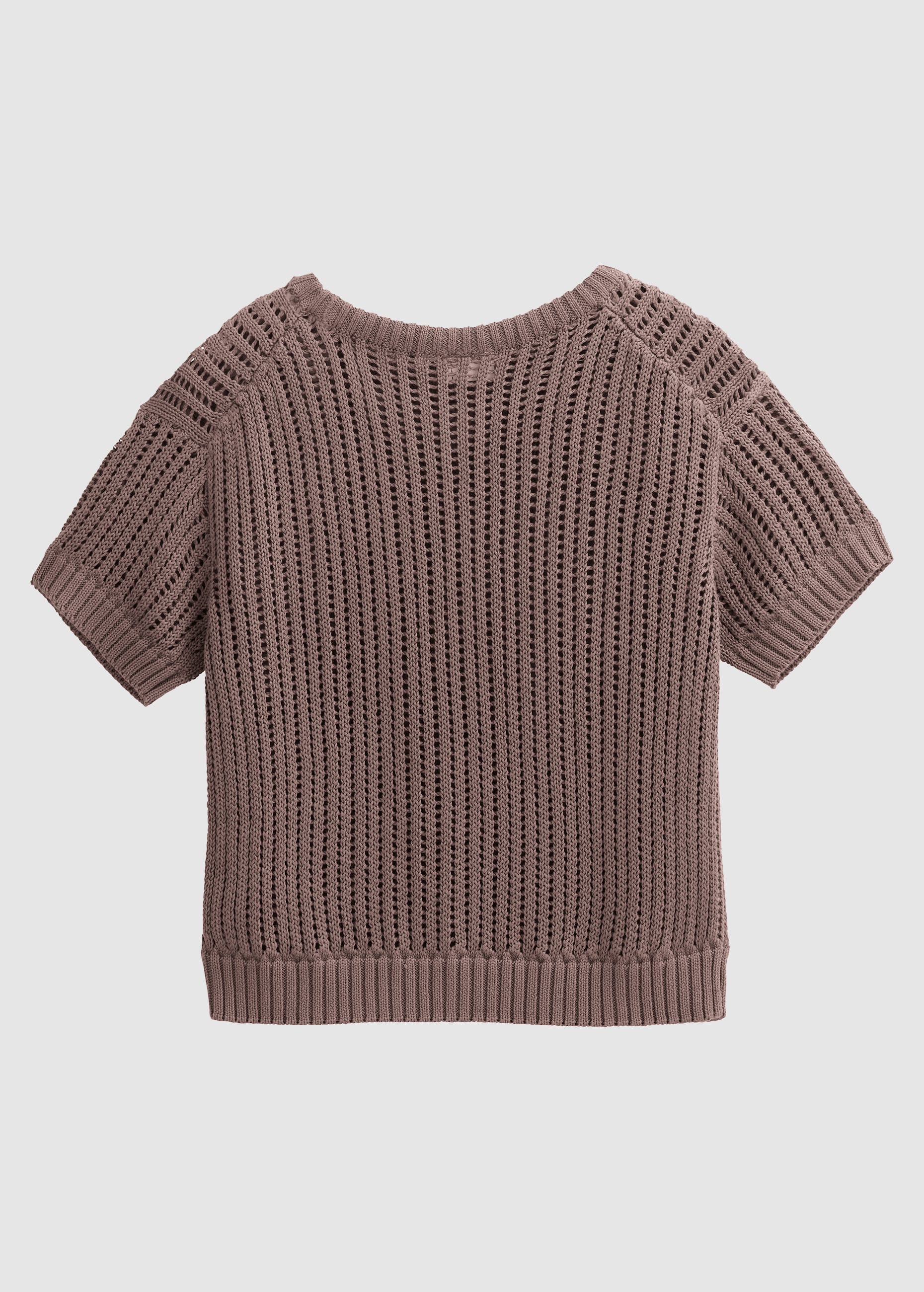 Ajour Kurzarm-Pullover Taupe Ajour Kurzarm-Pullover Taupe