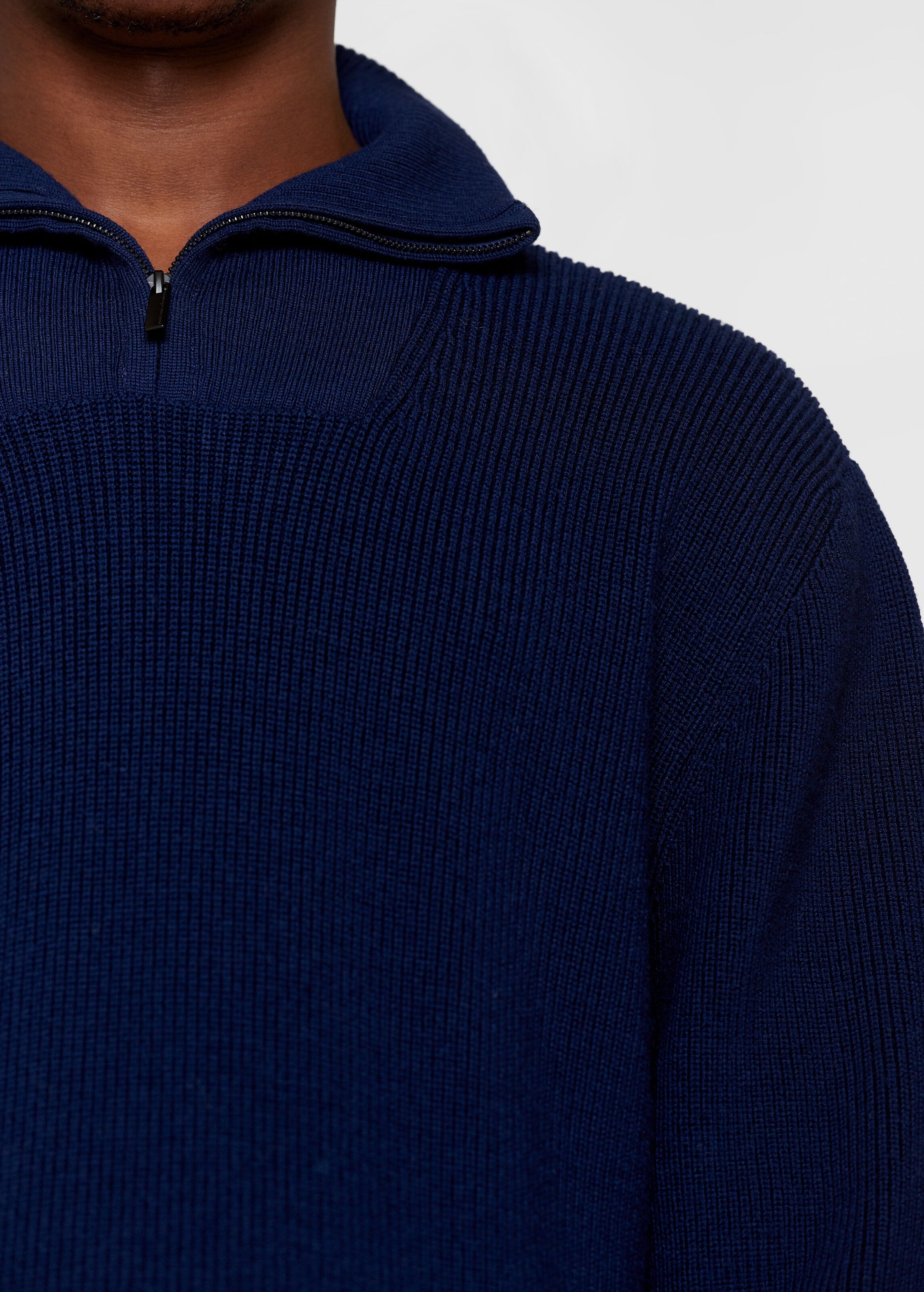 knowledge-cotton-apparel-merino-half-zip-sweater-total-eclipse-4.jpeg Merino Half Zip Sweater Total Eclipse