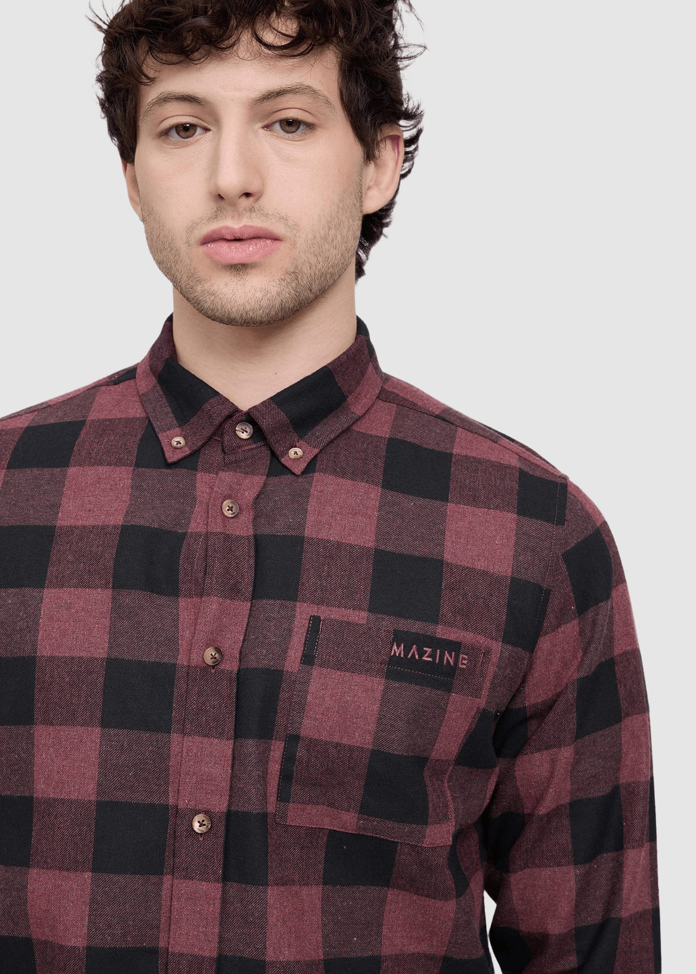 mazine-checked-flannel-shirt-eggplant-black-melange-5.jpeg Checked Flannel Shirt Eggplant Black Melange