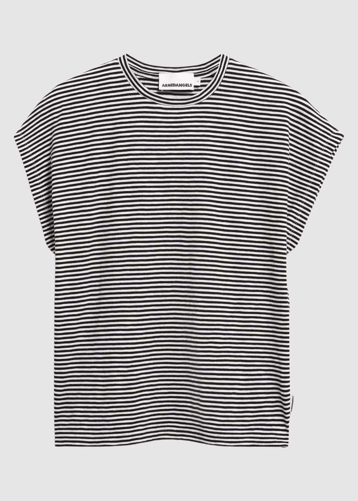 Slub Jersey Stripe T-Shirt Black-Oatmilk