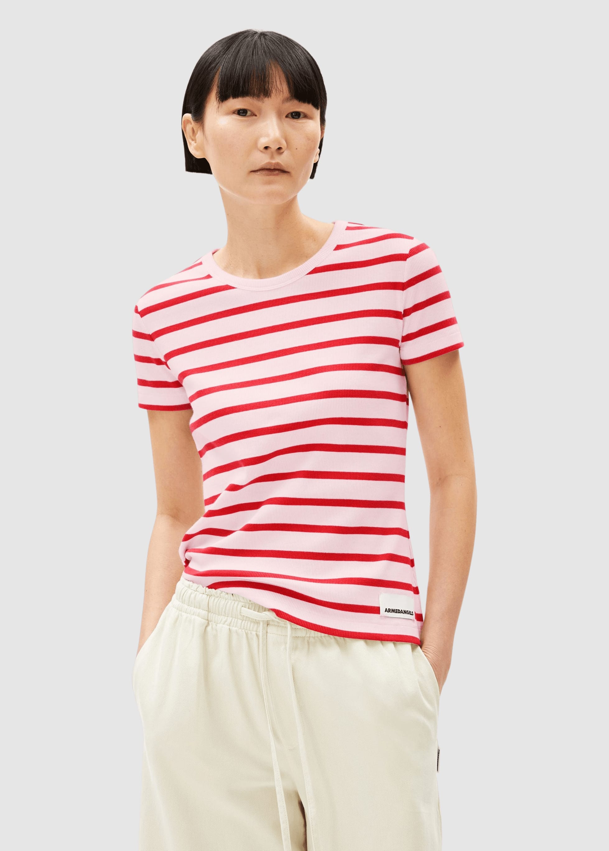 Kardaa Stripe T-Shirt Pink Mist-Mars Red