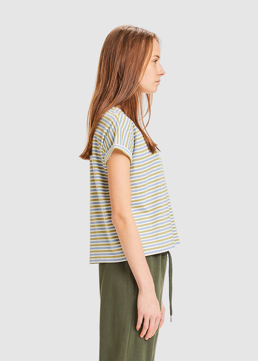 Violet Mercerized Striped Loose Tee Violet Mercerized Striped Loose Tee
